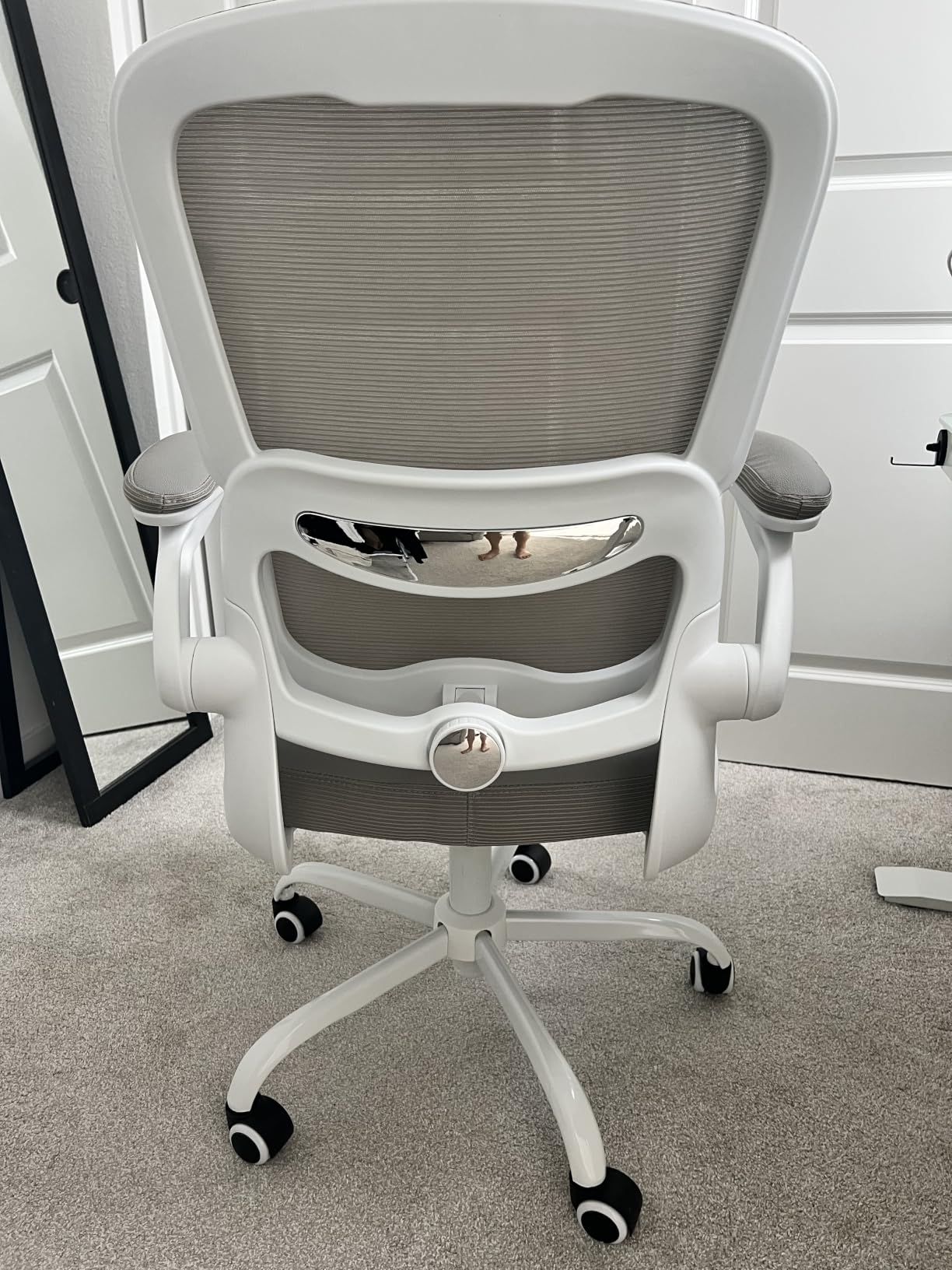 TRALT Ergonomic Office Chair Desk Chair with Adjustable Lumbar Support | Desk Chair Comfy with Flip-up Armrests Ergonomic Chair - Mesh Computer Chairs for Adults, 330lbs, PU Leather (White, 1) customer photo 2