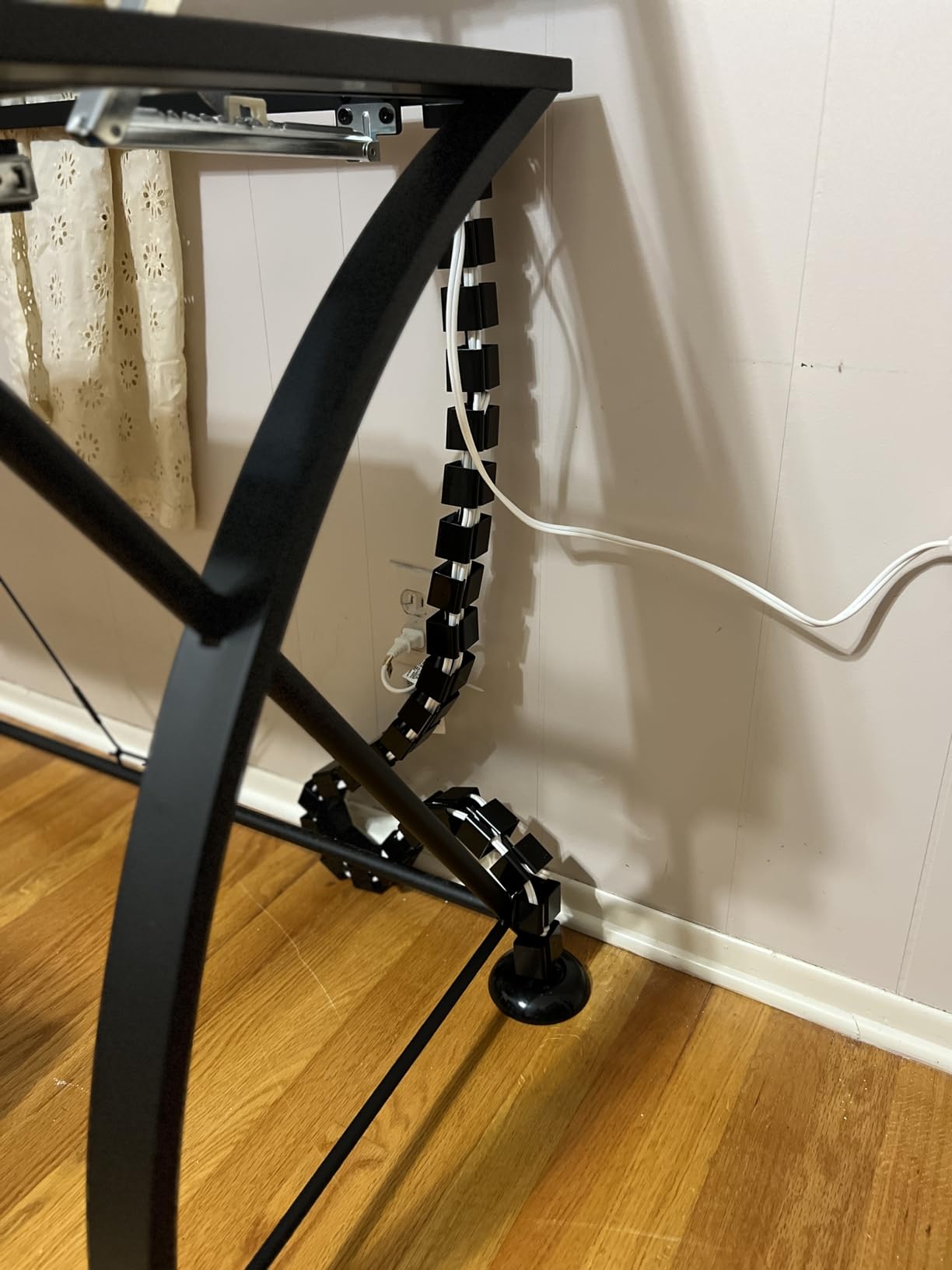Under Desk Cable Management Spine, Flexible Cable Snake Organizer for Standing Desk, Screw Mounted Vertebrae Wire Management for Table, Black customer photo 2