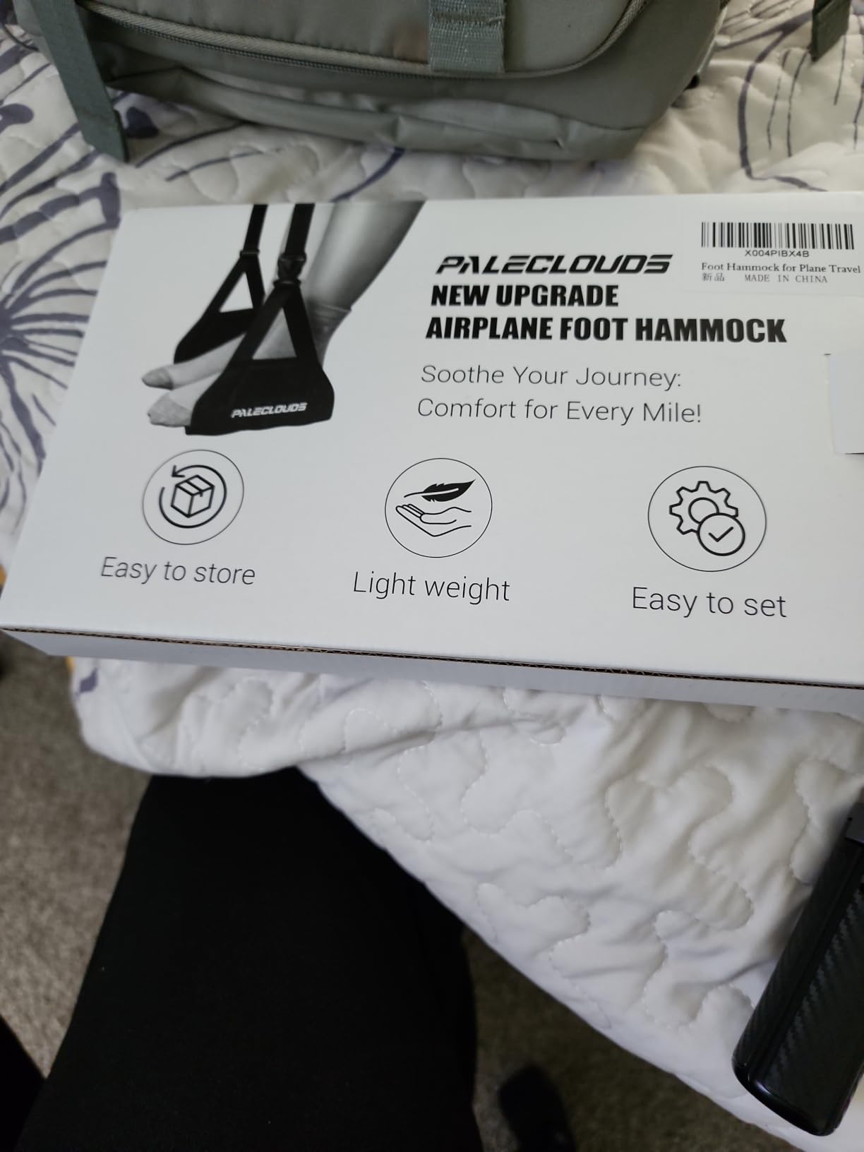 Foot Hammock for Plane Travel, No Collapse Thickened Bamboo Airplane Foot Rest for Long Flight, Desk Foot Hammock with Extended Adjustment Strap to Relax Your Feet, Foot Sling Travel Essentials customer photo 1
