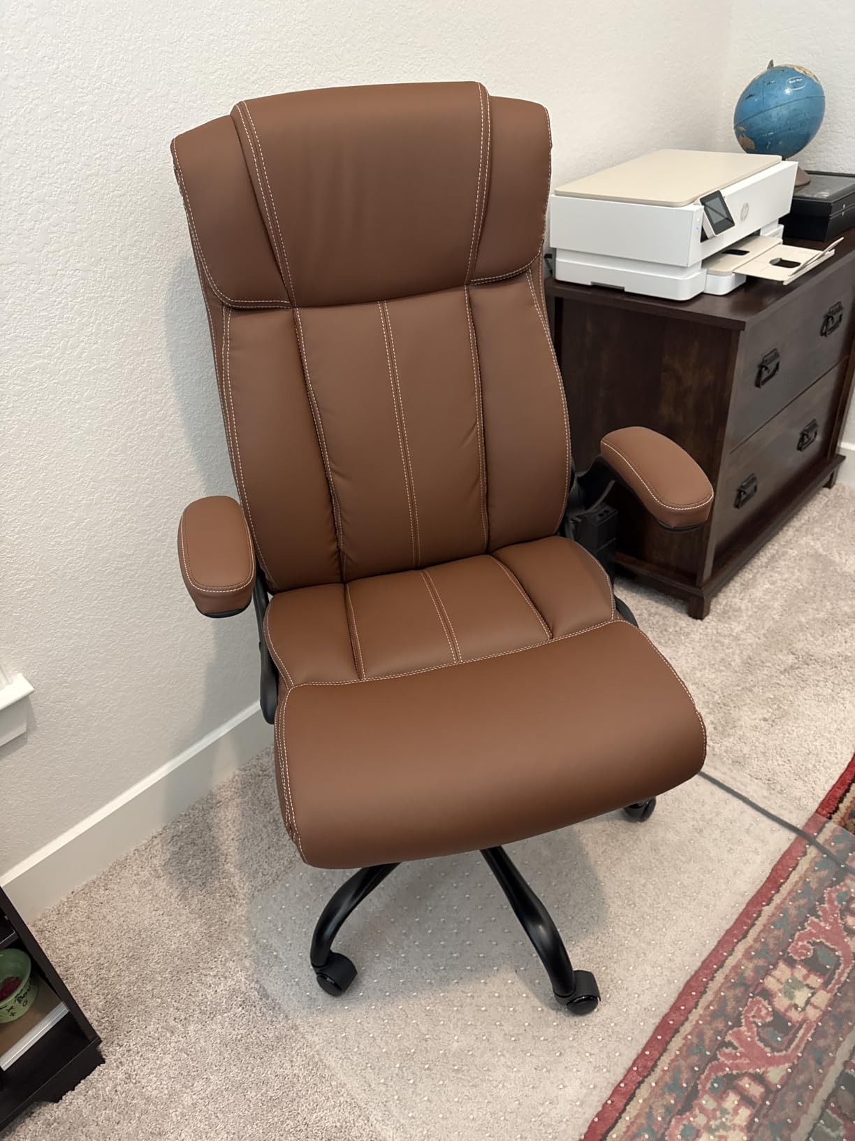 BESTFAIR Ergonomic Office Chair - Desk Computer Chair, Leather High Back Executive Chairs with Adjustable Lumbar Support & Flip Up Arms, Rocking, Black customer photo 1