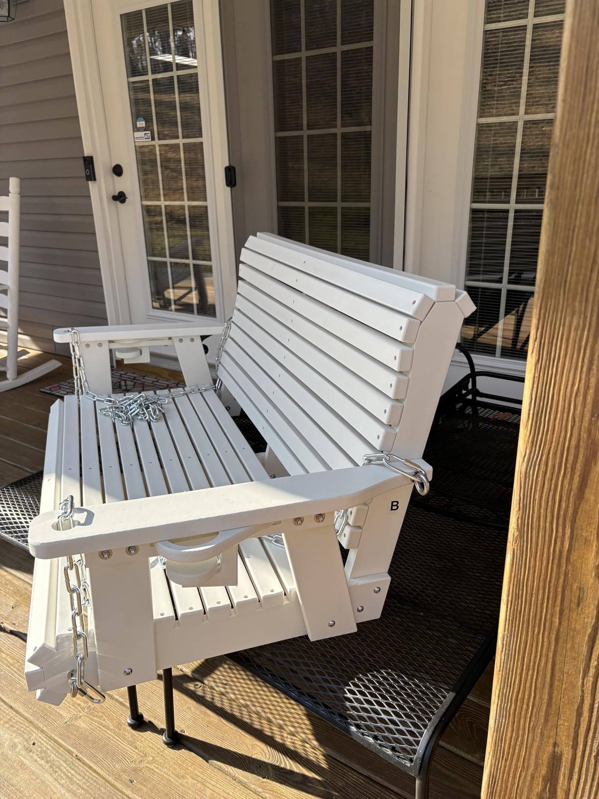 HDPE Porch Swing with 18/8 Stainless Steel Bolts, Ergonomic Design, Ultra Weather-Resistant, Heavy Duty 1200 LBS, for Outdoor Patio Garden Yard (Gray) customer photo 2