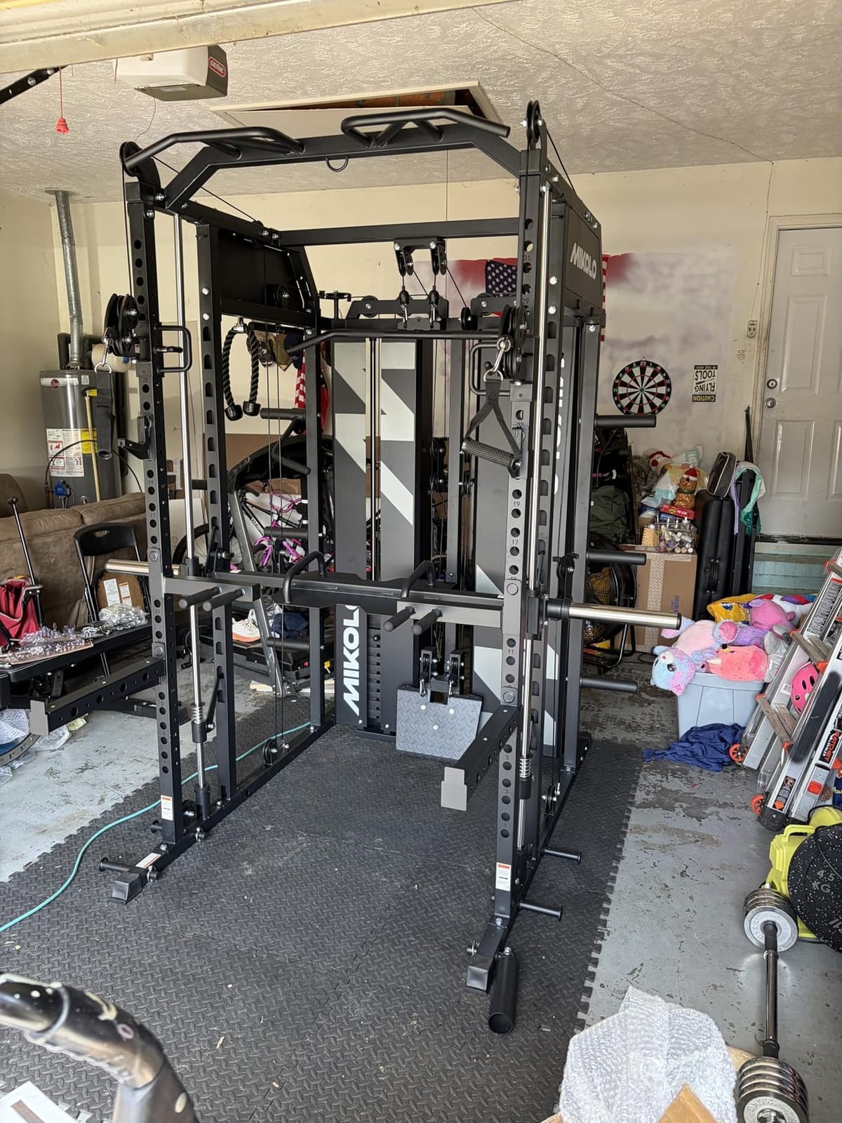 Mikolo Smith Machine with Weight Stack, Power Cage Home Gym System with LAT Pulldown & Cable Crossover, Multi-Functional Trainer with Dual Pulley System, Includes 10+ Free Attachments customer photo 2