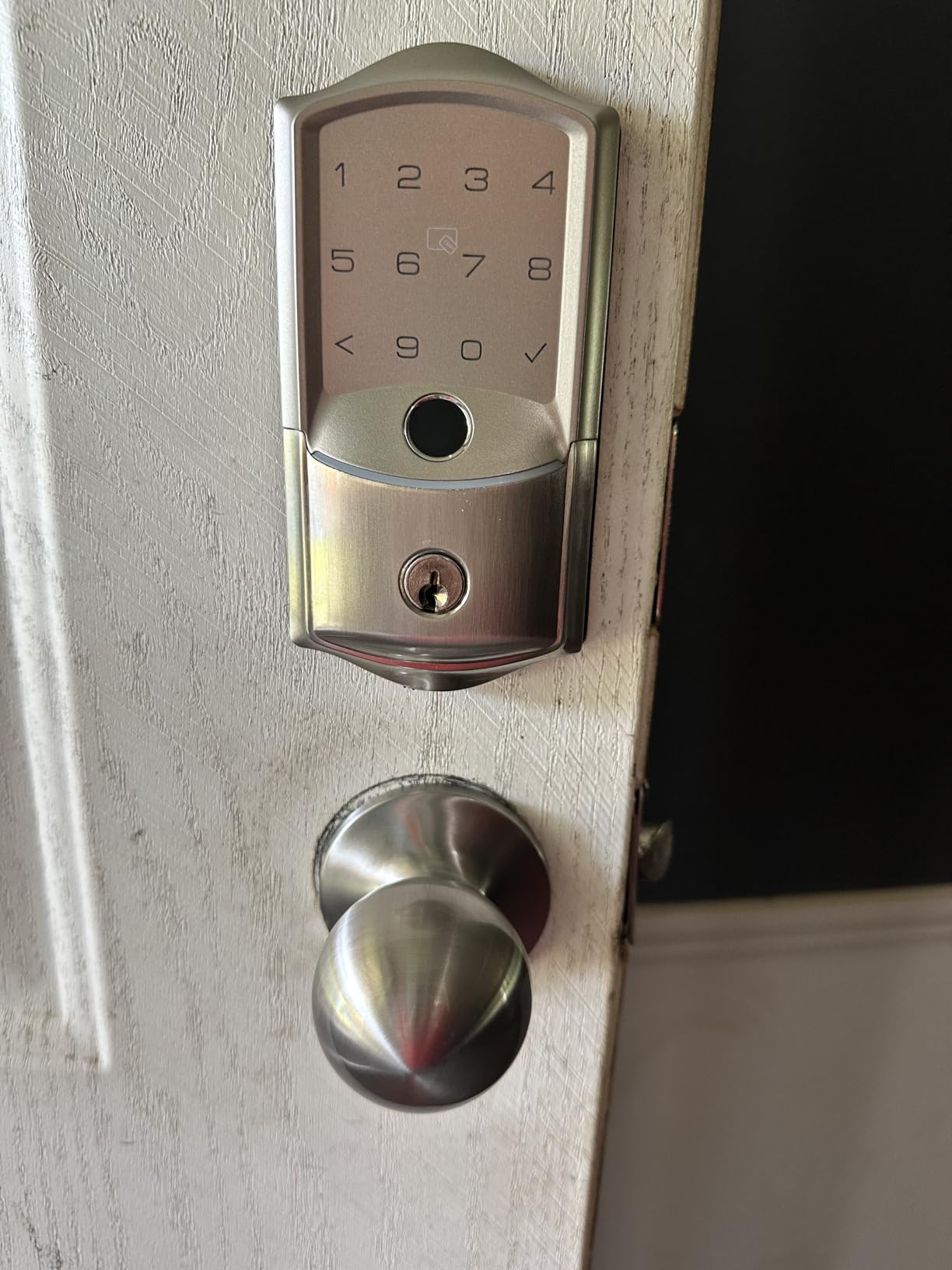 Veise VE027-K Built-in WiFi Smart Lock with 2 Knob, Fingerprint Keyless Entry Door Lock Handle Set for Front Door, App Remote Control, Electronic Digital Keypad Deadbolt, IP65 Waterproof, Matte Black customer photo 2
