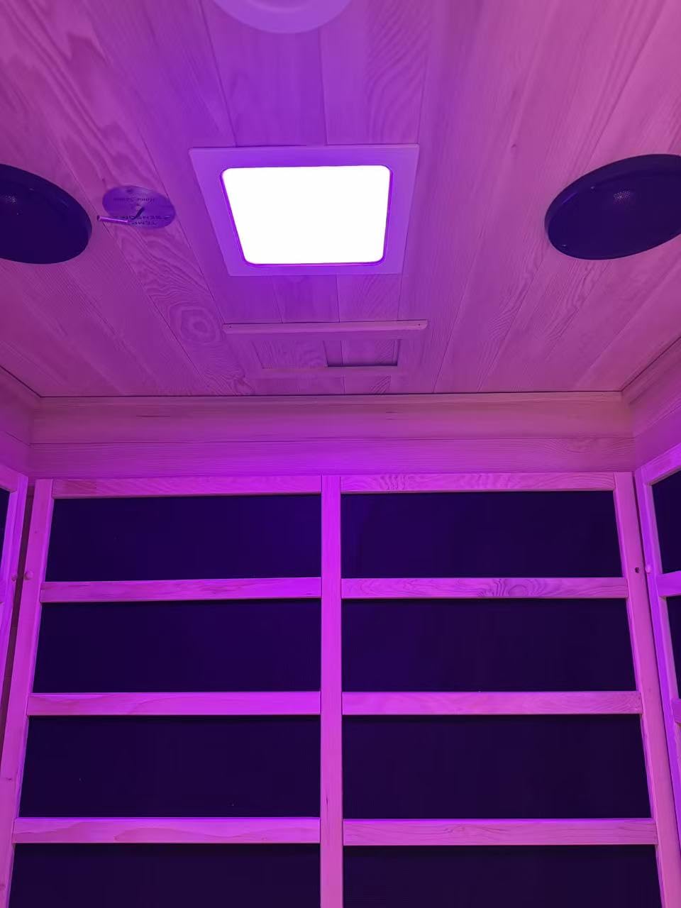 X-Vcak 1-2 Person Infrared Sauna, Dry Heat Sauna with Red Light Therapy, Bluetooth, Radio, 7-Color Therapy Light for Home, Indoor, Gym, Wellness Center, 40 x 36 x 73 Inch, Brown customer photo 2