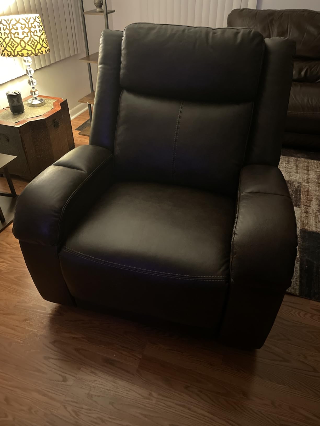 Watson & Whitely Oversized Genuine Leather Power Recliner Chair, Navy Blue | Wall Hugger Recliner for Big and Tall customer photo 2