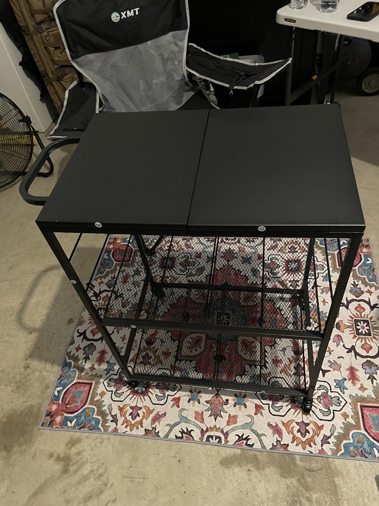 DAOUTIME Grill Cart for Outside, 3-Tier BBQ Food Prep Rolling Table Cart, with 23.62