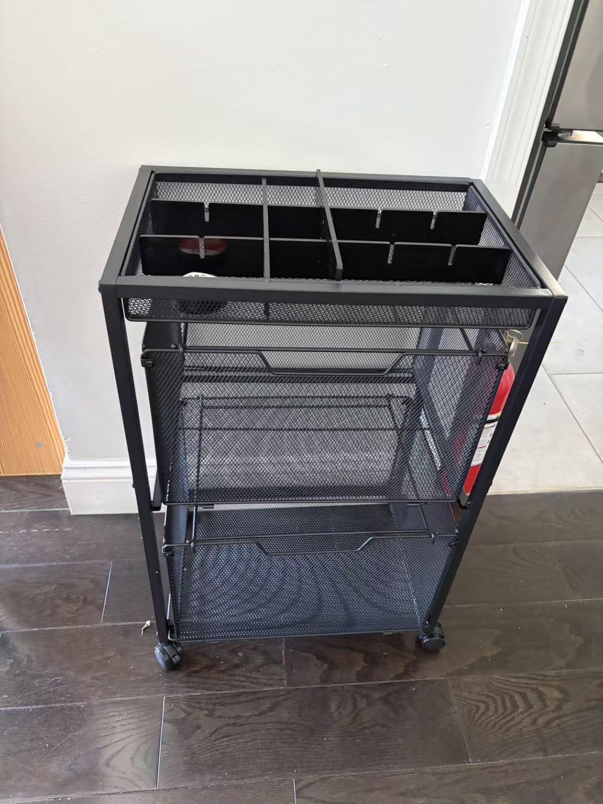 Rolling File Cart with 3 Storage Drawers, Under Desk Filing Cabinet with DIY Divider, Hanging File Folder Organizer on Wheels, Fits A4/Letter Size, Metal Utility Cart for Home Office, Black customer photo 1