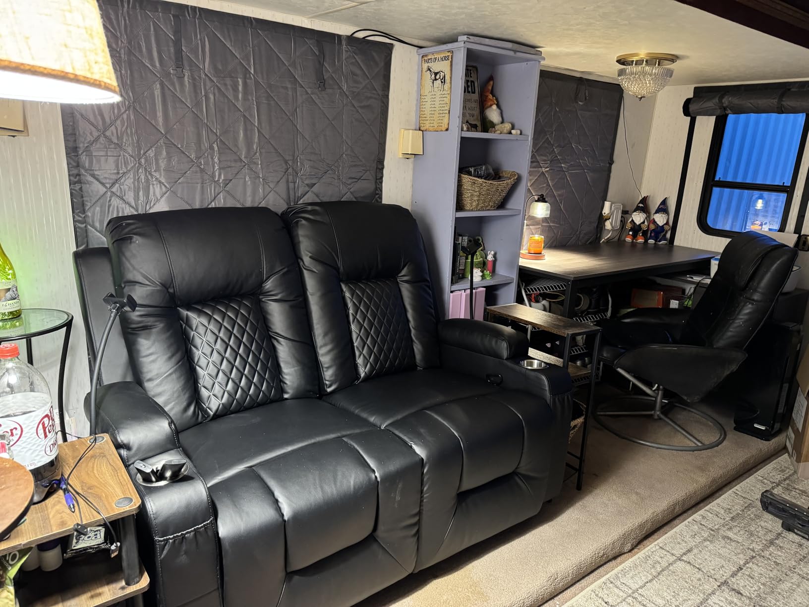 RV Loveseat Recliner Sofa, Reclining Loveseat Home Theater Seating with USB Ports, Cup Holders, Insert Pockets, Wall Hugger RV Recliners for Movie Room, Recline Movie Seats Gaming Sofa customer photo 2