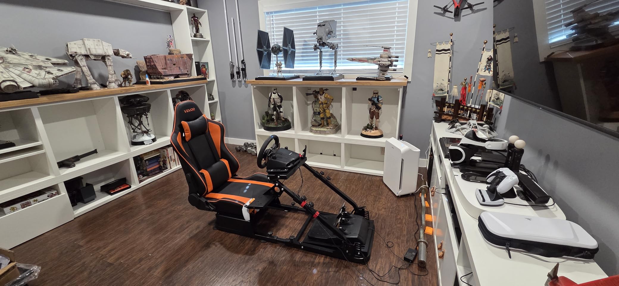 VEVOR Racing Wheel Stand, Heavy-Duty Simulator Cockpit Steering Stand with Dual-Rail Dual-Arm, Fit Logitech G25,G27,G29,G920,G923, Thrustmaster T300RS,TX F458,T500RS,T3PA-PRO (F1/GT) and CSR Pedals customer photo 2
