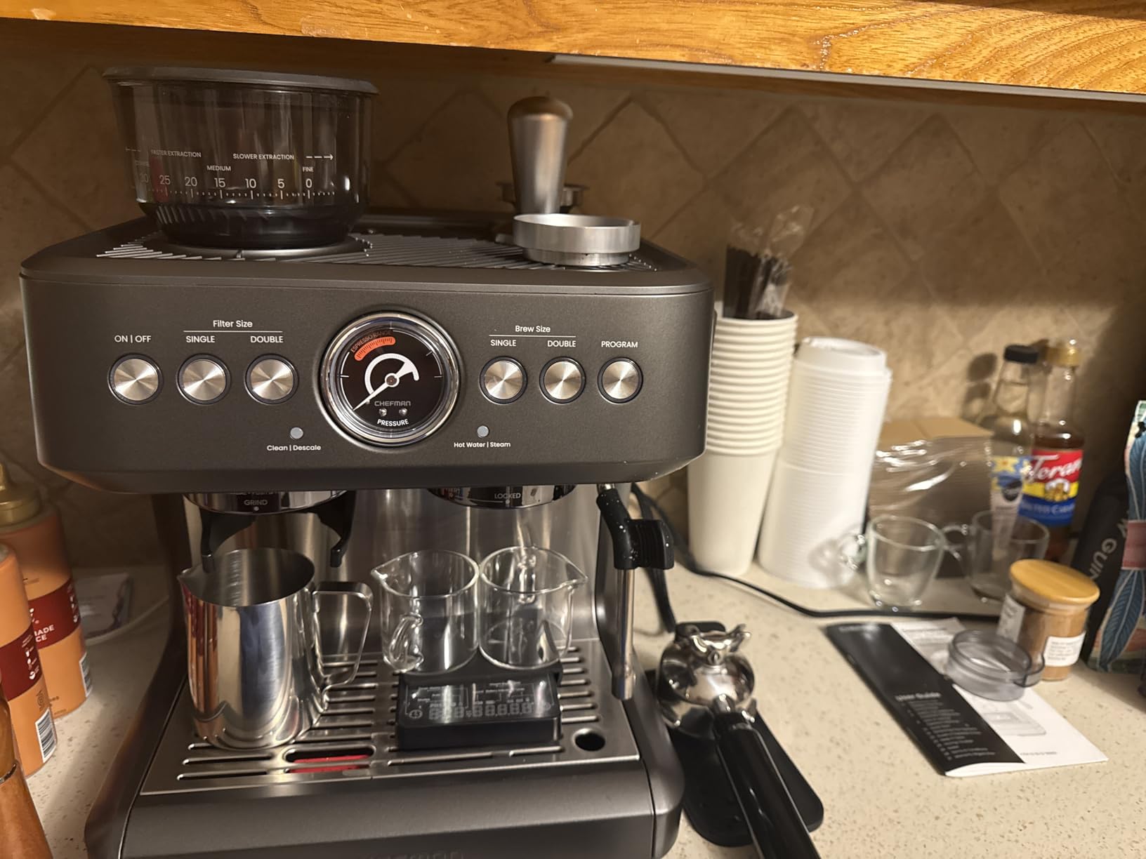 Chefman Crema Deluxe Espresso Machine with Double Boiler, Milk Frother and Coffee Grinder customer photo 1