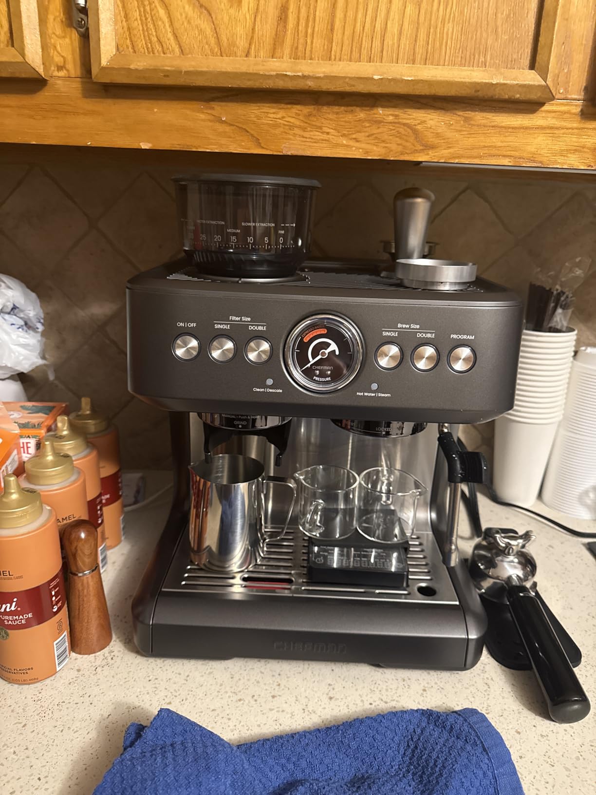 Chefman Crema Deluxe Espresso Machine with Double Boiler, Milk Frother and Coffee Grinder customer photo 2
