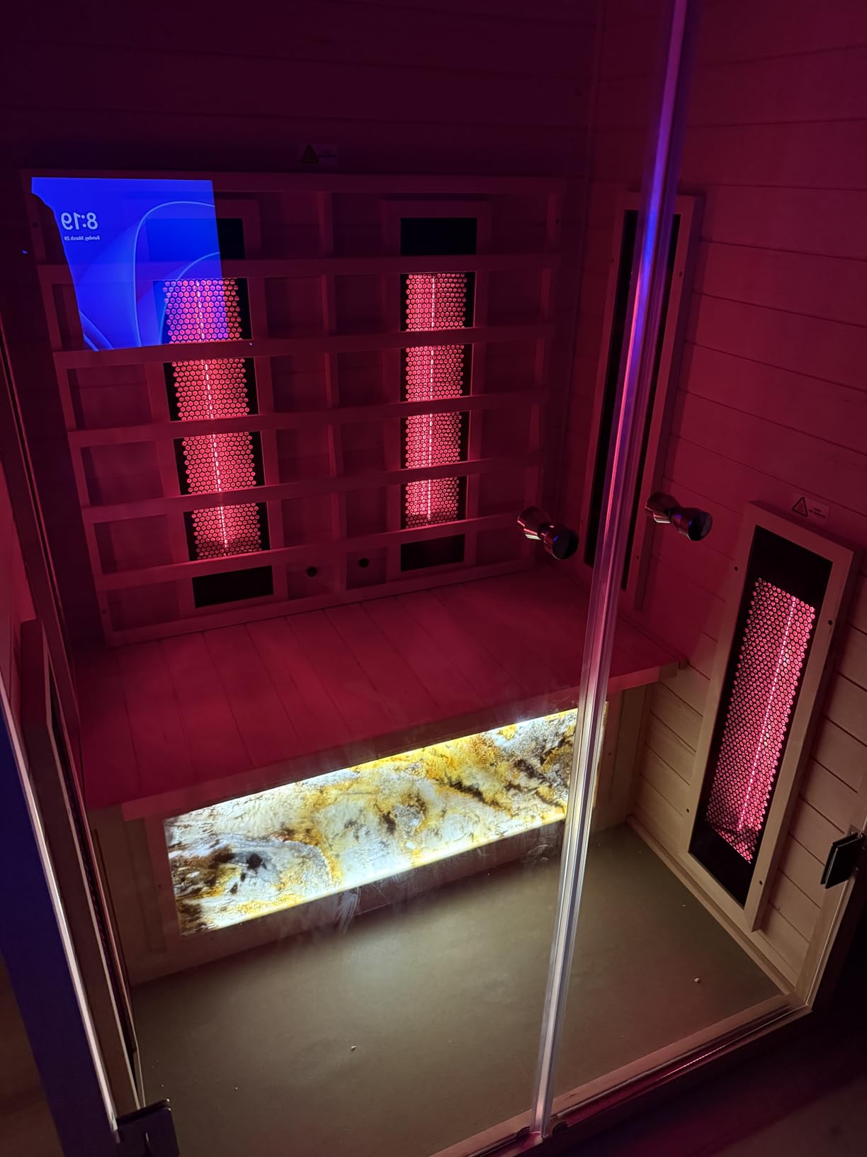Outdoor Sauna 2 Person Low EMF Ceramic Infrared Saunas for Home | Mahogany Wood Home Sauna Room 2 Person Infrared Home Sauna with Bluetooth Speakers, LED Reading Lamps, Chromotherapy Lights customer photo 2