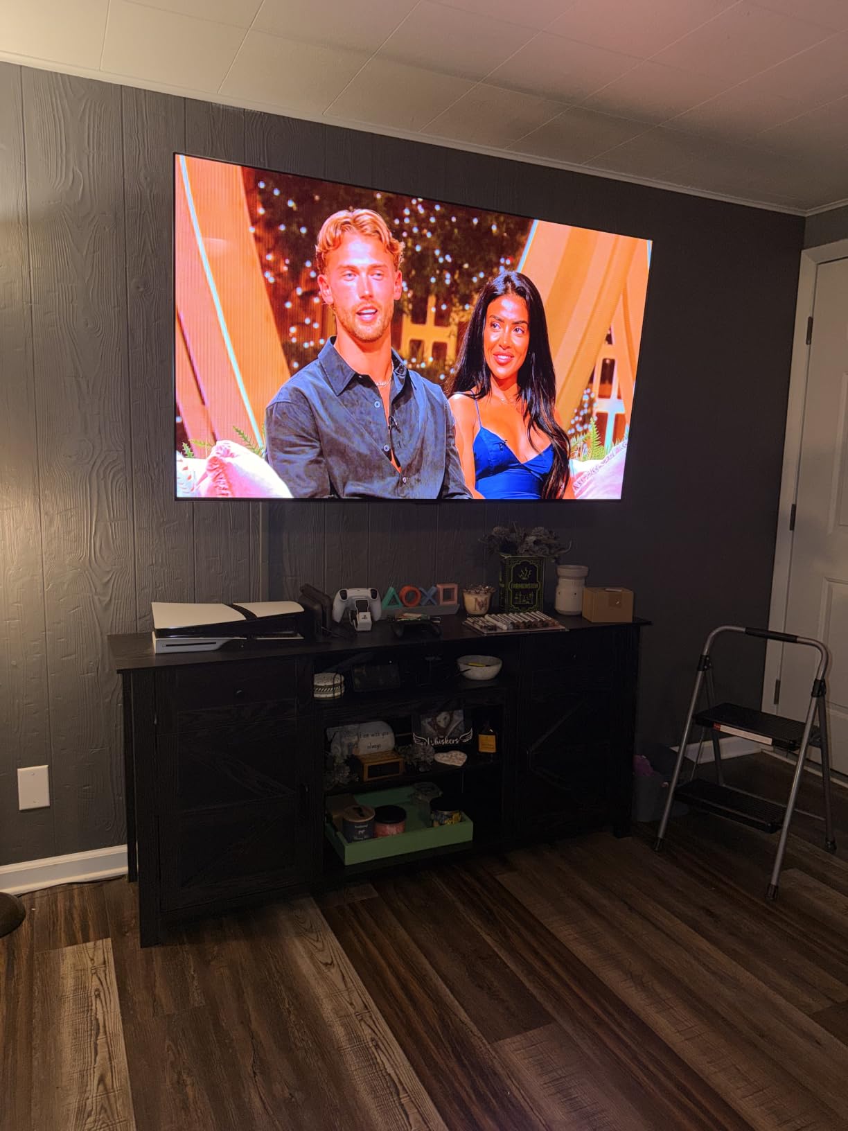 WLIVE TV Stand for 75 Inch TV, Entertainment Center with Storage & Power Outlet, Farmhouse Media Console Cabinet with Drawers and Adjustable Shelves for Living Room, Gray Oak customer photo 1