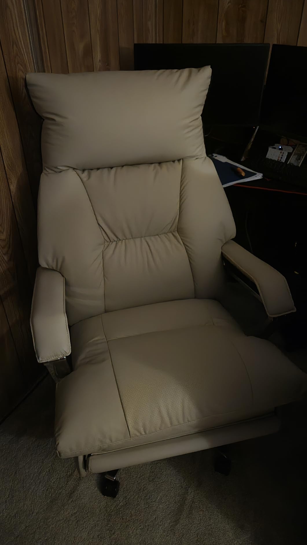 OKUP M80A Dual Motor Electric Executive Office Chair with Heat Massage Ventilation, Comfortable Reclining Office Chair Wide Seat, Ergonomic Leather Home Office Desk Chair (Black) customer photo 1