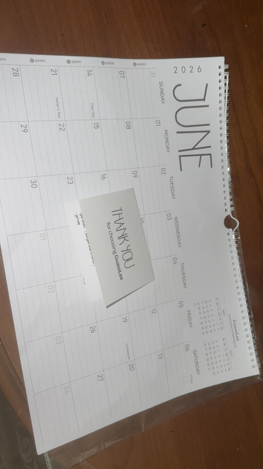 GuassLee Wall Calendar 2026-2028, 24 Months (Jun 2026-May 2028), 14