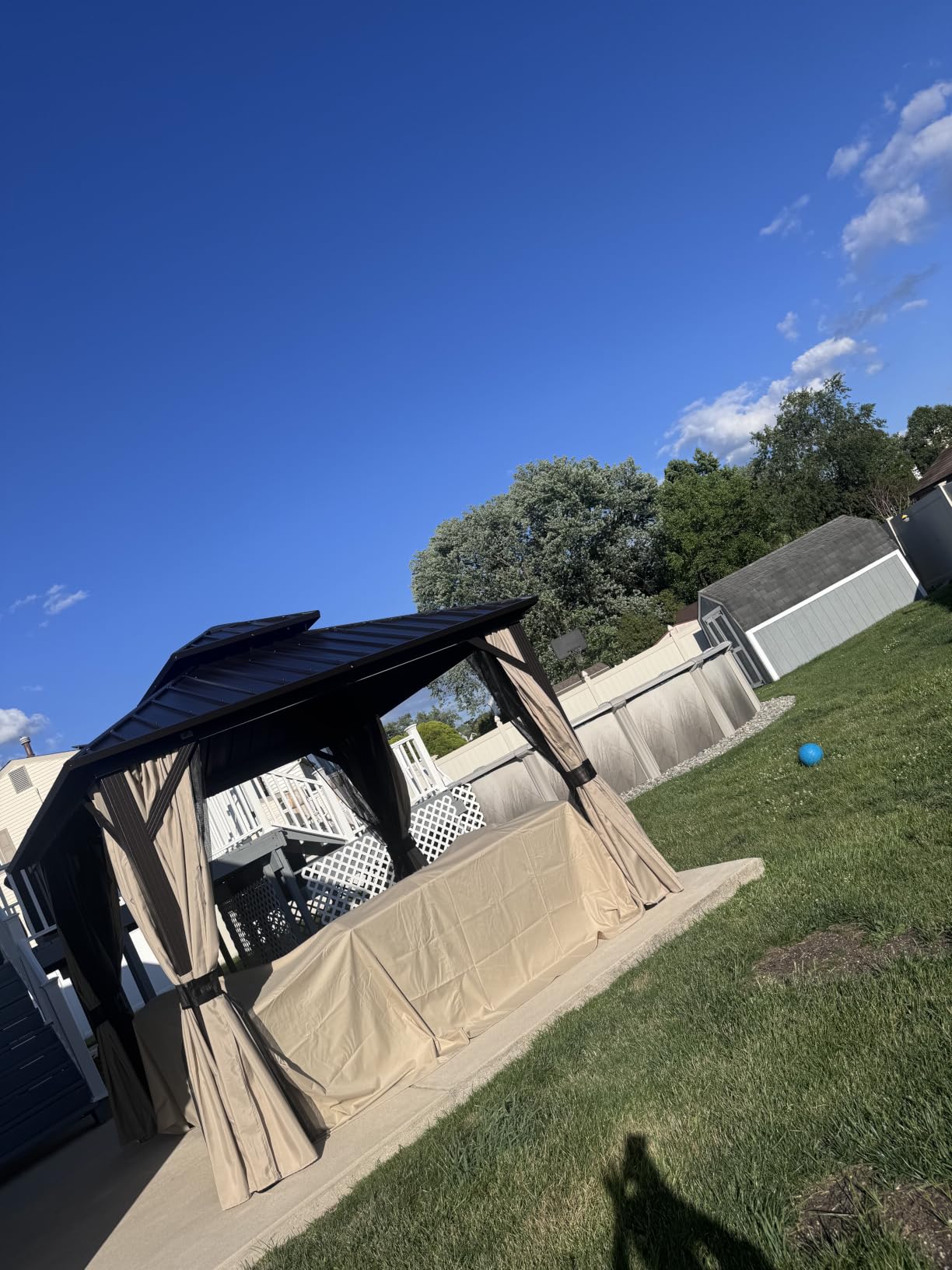 PURPLE LEAF Outdoor Hardtop Gazebo 10' x 16' Galvanized Steel Aluminum | 2-Layer Steel, Stronger Roof, 110 GSM Netting Holds Steady, Yarn-Dyed Curtain, Color Lasts, 3.93