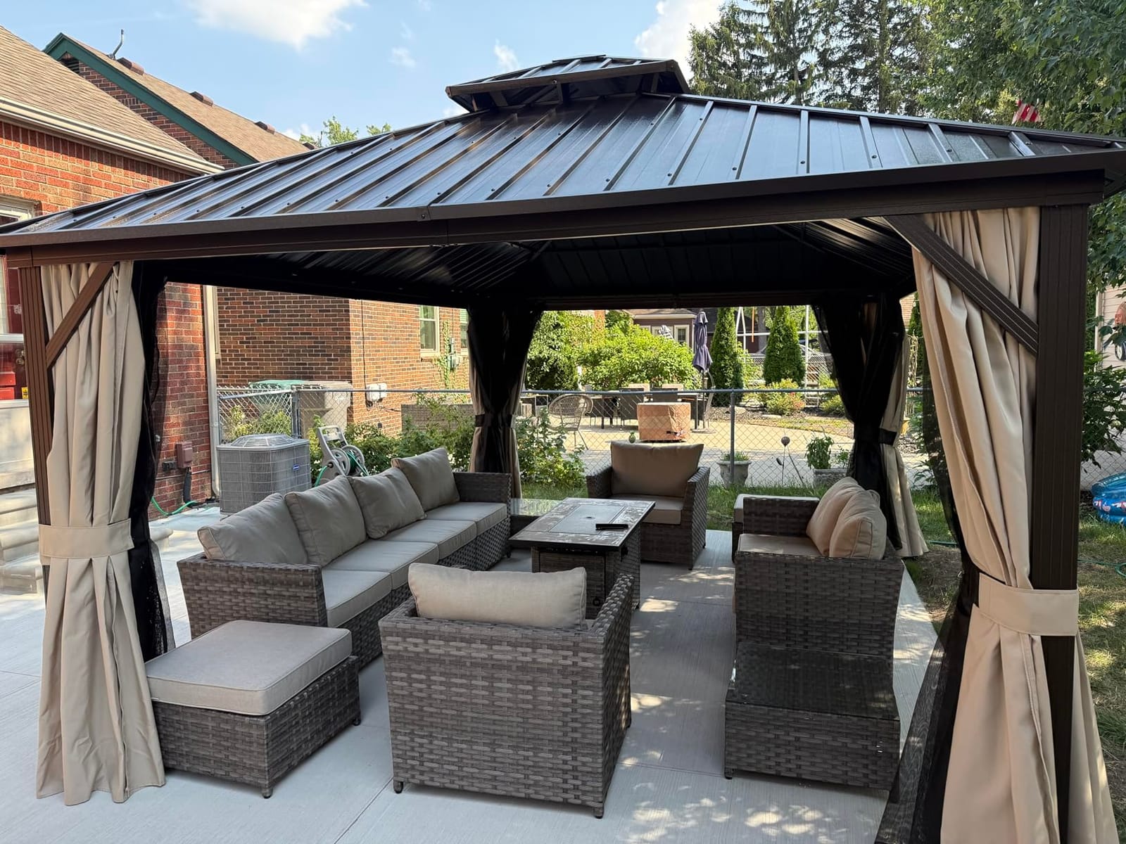 PURPLE LEAF Outdoor Hardtop Gazebo 10' x 16' Galvanized Steel Aluminum | 2-Layer Steel, Stronger Roof, 110 GSM Netting Holds Steady, Yarn-Dyed Curtain, Color Lasts, 3.93