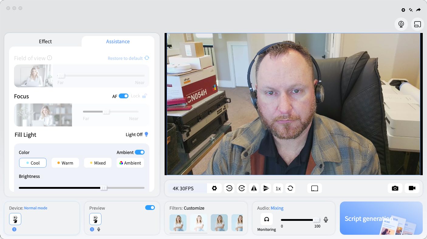 EMEET S600L 4K Webcam for Streaming with Ring Light, 1/2
