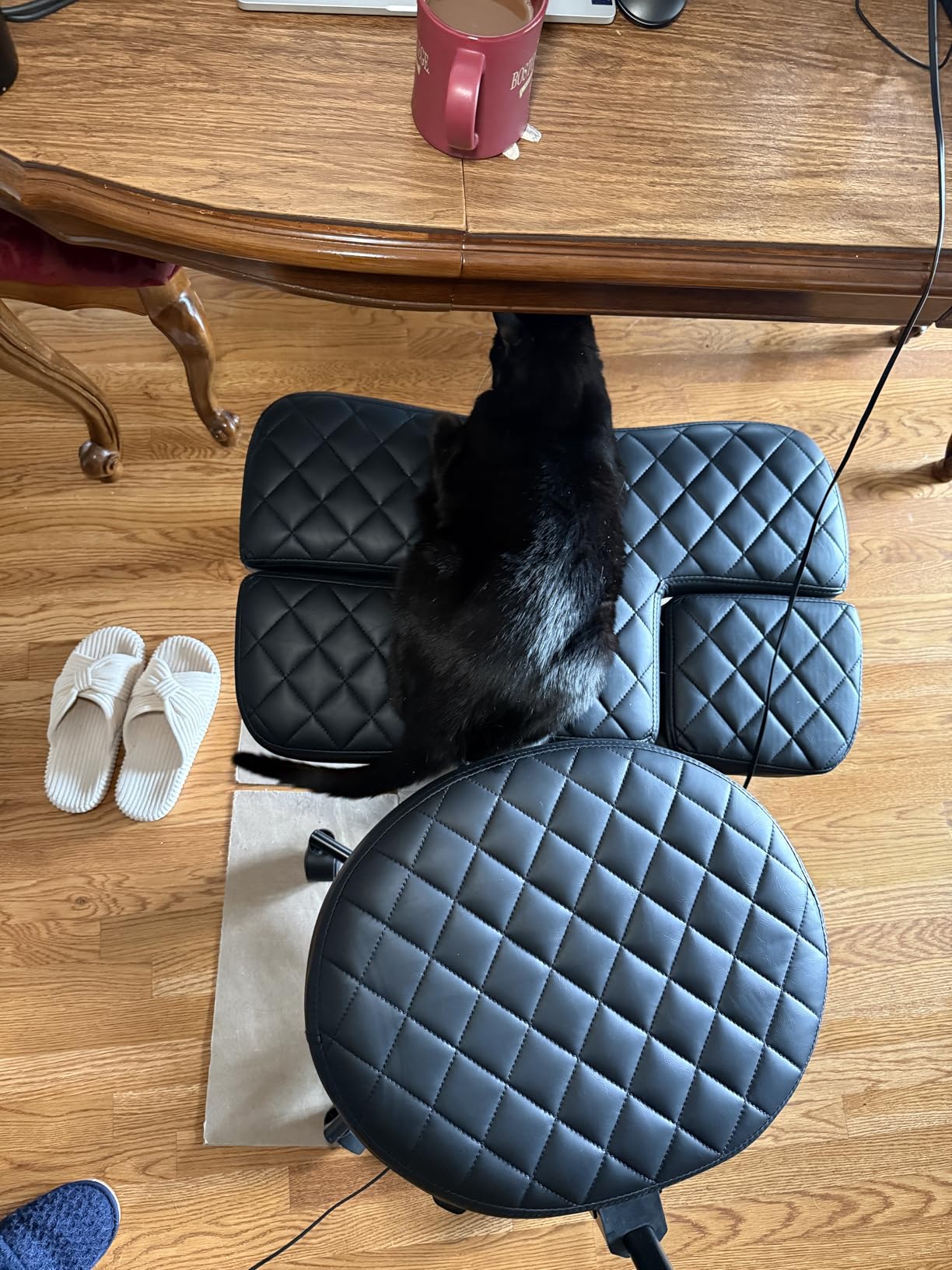 Kneeling Chair with Back Support Criss Cross with Foot Rest & Wheels | Armless Home & Office Chair for ADHD, 3-Way Adjustable: Foot Rest, Back Support & Seat Tilt, up to 200 lbs, 5-Yr Warranty customer photo 2