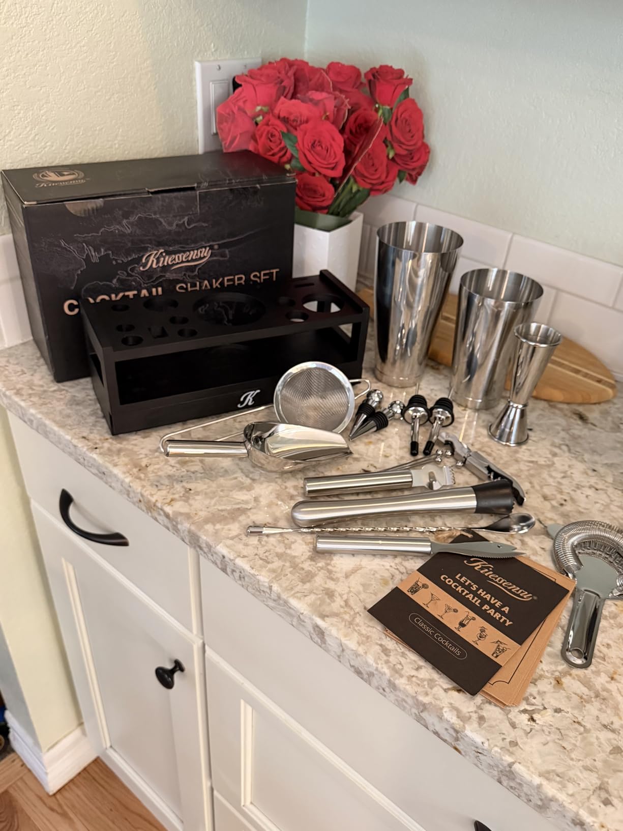 Kitessensu 25-PC Professional Bartender Kit, Bar Tool with Drawer Stand | Cocktail Boston Shaker Set, Mixology Bar Set, 18oz & 28oz Ultimate Martini Shaker, Home Bar Tool & Gift customer photo 1