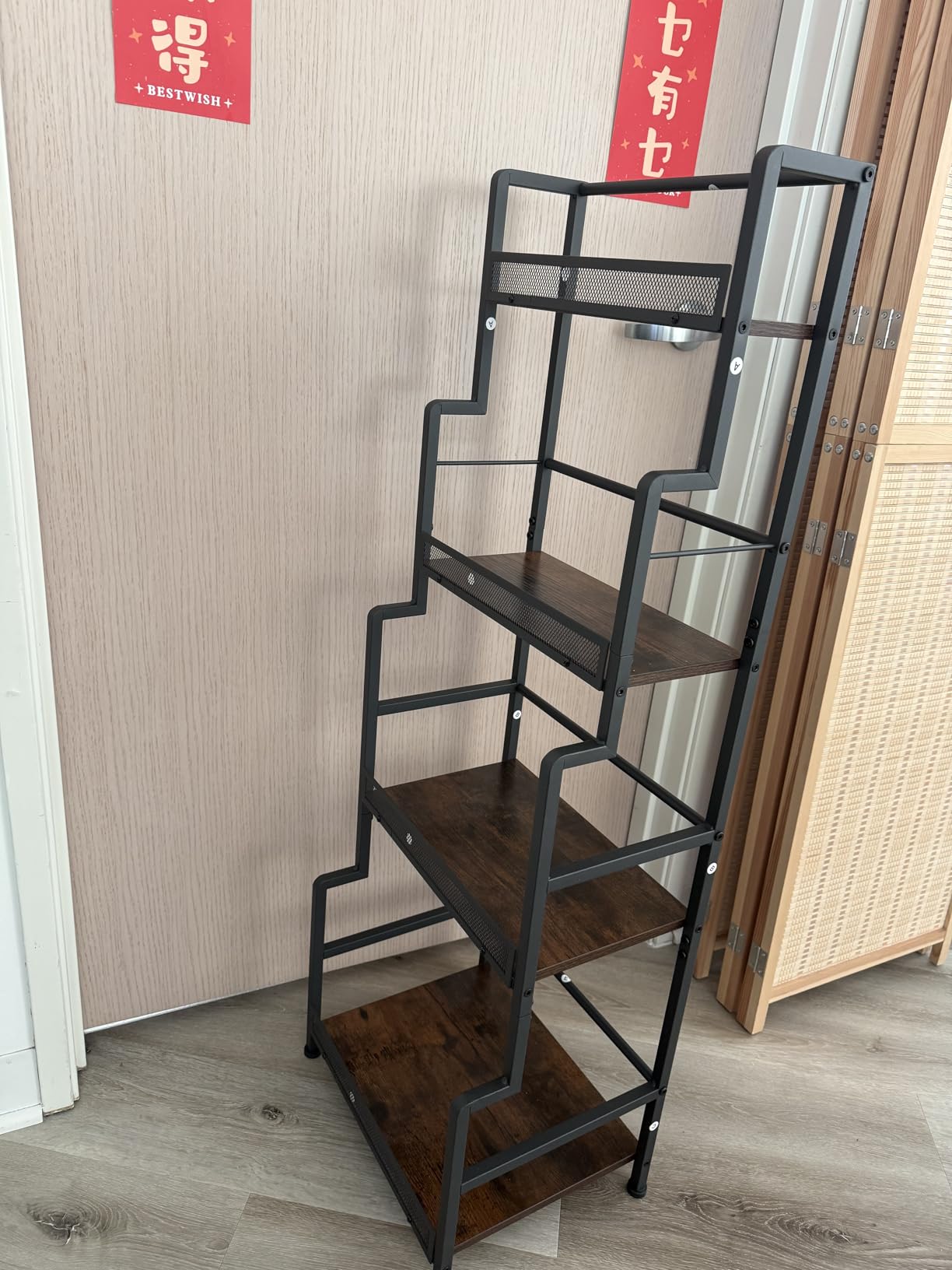 Hayexiha 4-Tier Stepped Freestanding Wine Rack, Large Capacity Liquor Cabinet with Anti-Fall Guardrails and Rounded Corners, Bottle Display Shelf & Mini Bar for Living Room, Home Bar, Kitchen Corner customer photo 2