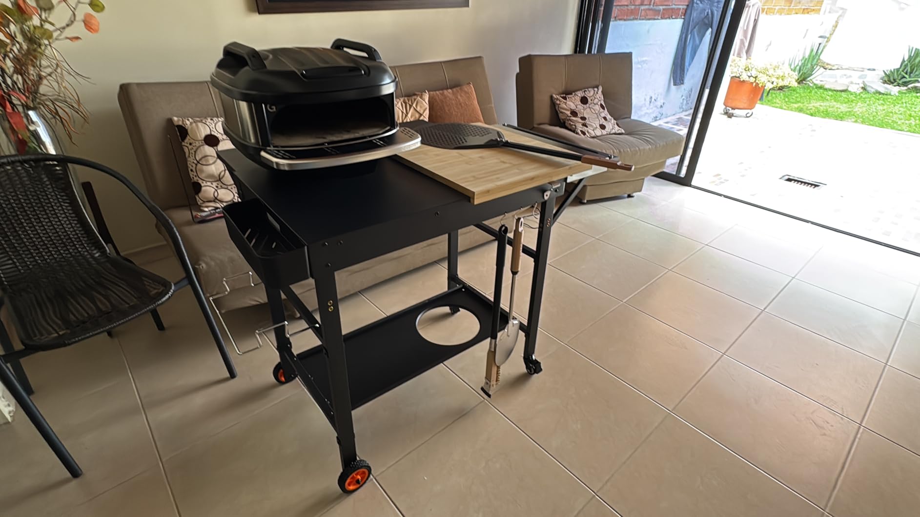 Pizza Oven Table for Ooni Pizza Ovens, Grill Cart Table with Topping Station, Pizza Stands with Wheels, Expansive Countertop Pizzas Oven Accessories for Party Fits Blackstone Ninja Cuisinart Gozney customer photo 1