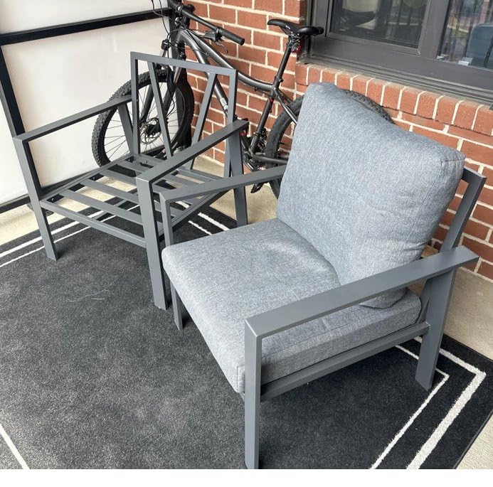 4-Piece Aluminum Outdoor Patio Furniture Sets All-Weather Patio Conversation Set Sectional Sofa with Coffee Table & Cushions with Removable Covers for for Deck Backyard Garden Poolside Balcony Porch customer photo 2