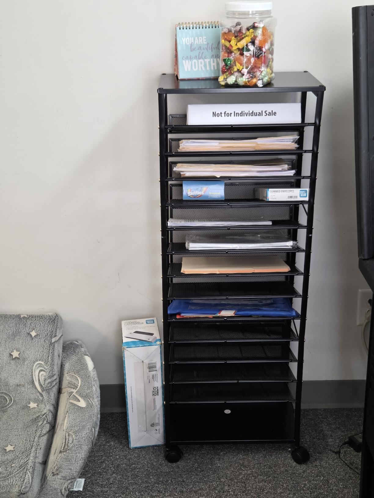 Ekisemio 15 Tier Rolling File Cart, Sturdy and Durable Desk File Organizer with Metal Mesh Letter Tray, Heavy-Duty Rolling Clutter Cart for Office, Home, School, Black customer photo 1