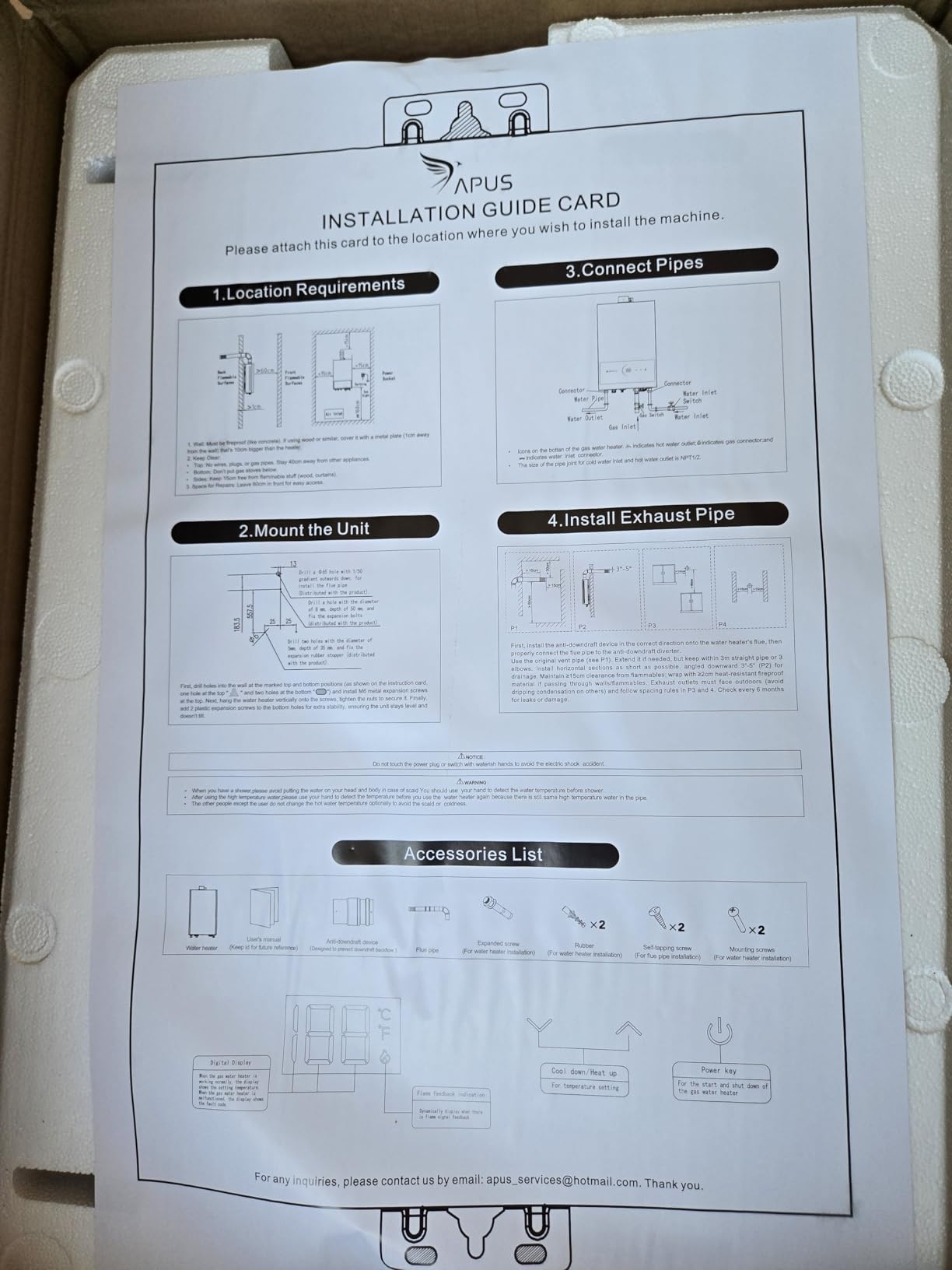 APUS Tankless Water Heater Natural Gas, Up to 5.5 GPM, Indoor Tankless Water Heater, 120,000 BTU on Demand Instant Hot Water Heaters with Smart Digital Display,Space Gray customer photo 1