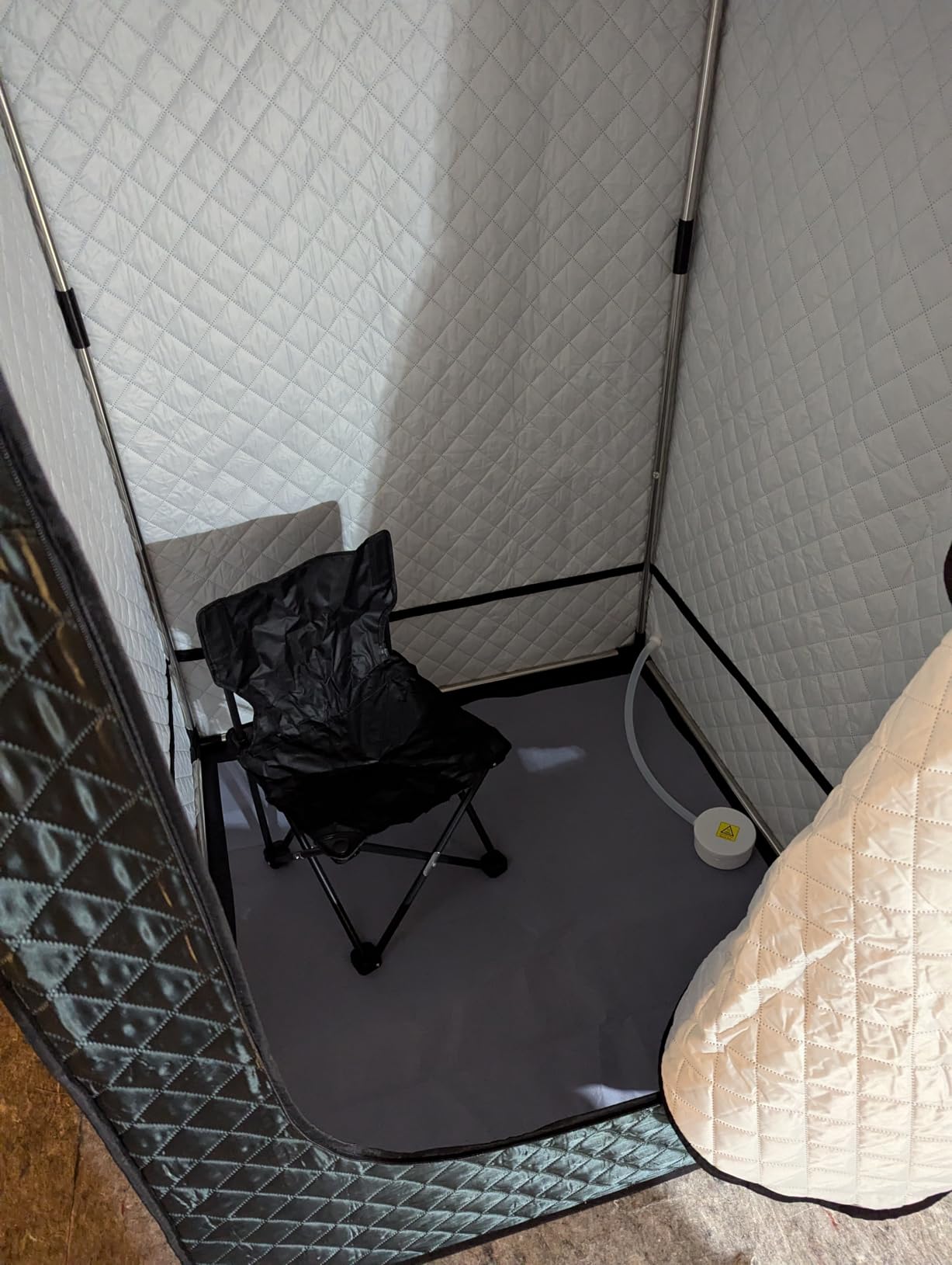 Albott Outdoor Sauna Tent with Wood Burning Stove, 4-6 Person Portable Sauna Tent, 8.2 x 8.2 x 6.7 FT, 3-Layer Thermal Oxford Fabric, Pop-Up Setup, Open-View Windows, Ground Nails & Wind Ropes, Grey customer photo 2