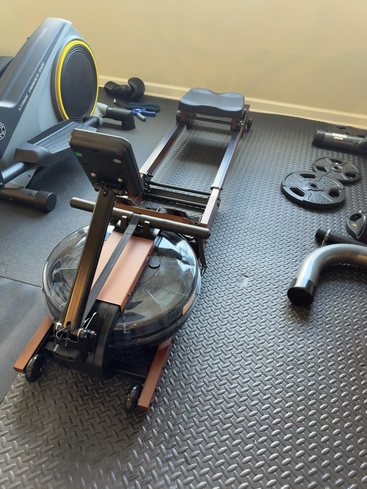 Dripex Water Rowing Machines for Home, Foldable Row Machine with 400LBS Weight Capacity, Rower Machine with Dedicated LCD Monitor, Comfortable Seat, Bluetooth App Compatible for Home Gym Exercise customer photo 1