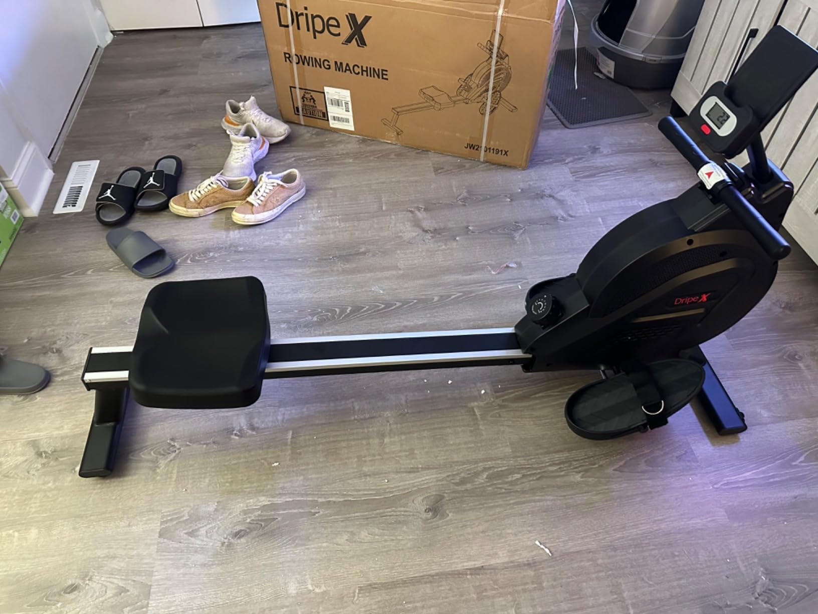 Dripex Water Rowing Machines for Home, Foldable Row Machine with 400LBS Weight Capacity, Rower Machine with Dedicated LCD Monitor, Comfortable Seat, Bluetooth App Compatible for Home Gym Exercise customer photo 2