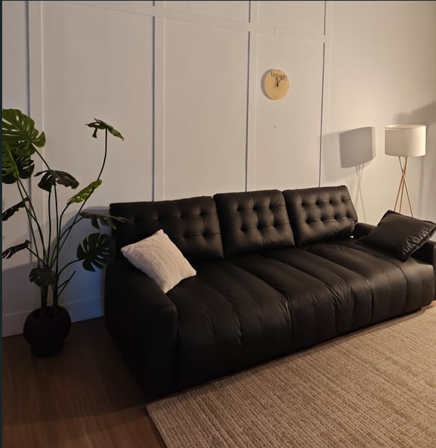 Oversized Sectional Couches for Living Room Extra Large Deep Seat Adjustable 2-Level Depth Back FSC Certified Pu Leather Cloud Couch Sleeper Sofa Chaise Detachable (Black, 3 Seat) customer photo 1