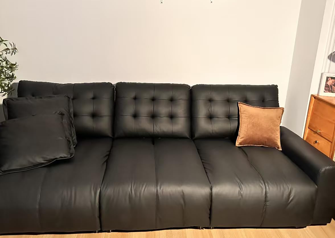 Oversized Sectional Couches for Living Room Extra Large Deep Seat Adjustable 2-Level Depth Back FSC Certified Pu Leather Cloud Couch Sleeper Sofa Chaise Detachable (Black, 3 Seat) customer photo 2