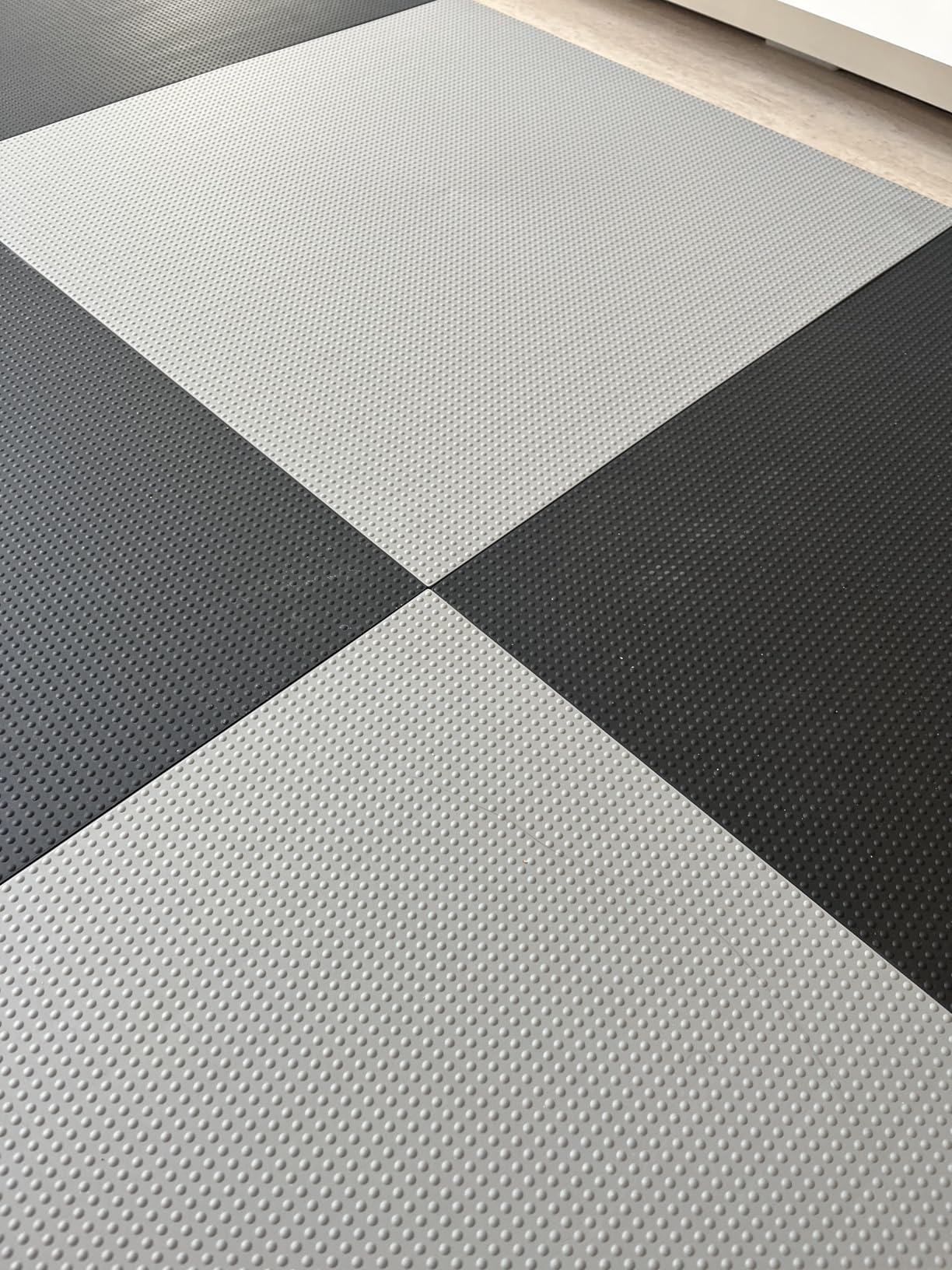 Baselayer Performance Series Interlocking Floor Tiles - Durable 1/2 in TPE (Rubber Like, NOT Foam, no Odor) - Gym Flooring for Weights & Heavy Equipment - Black, 30 SqFt (12 Pack) - Made in USA customer photo 1