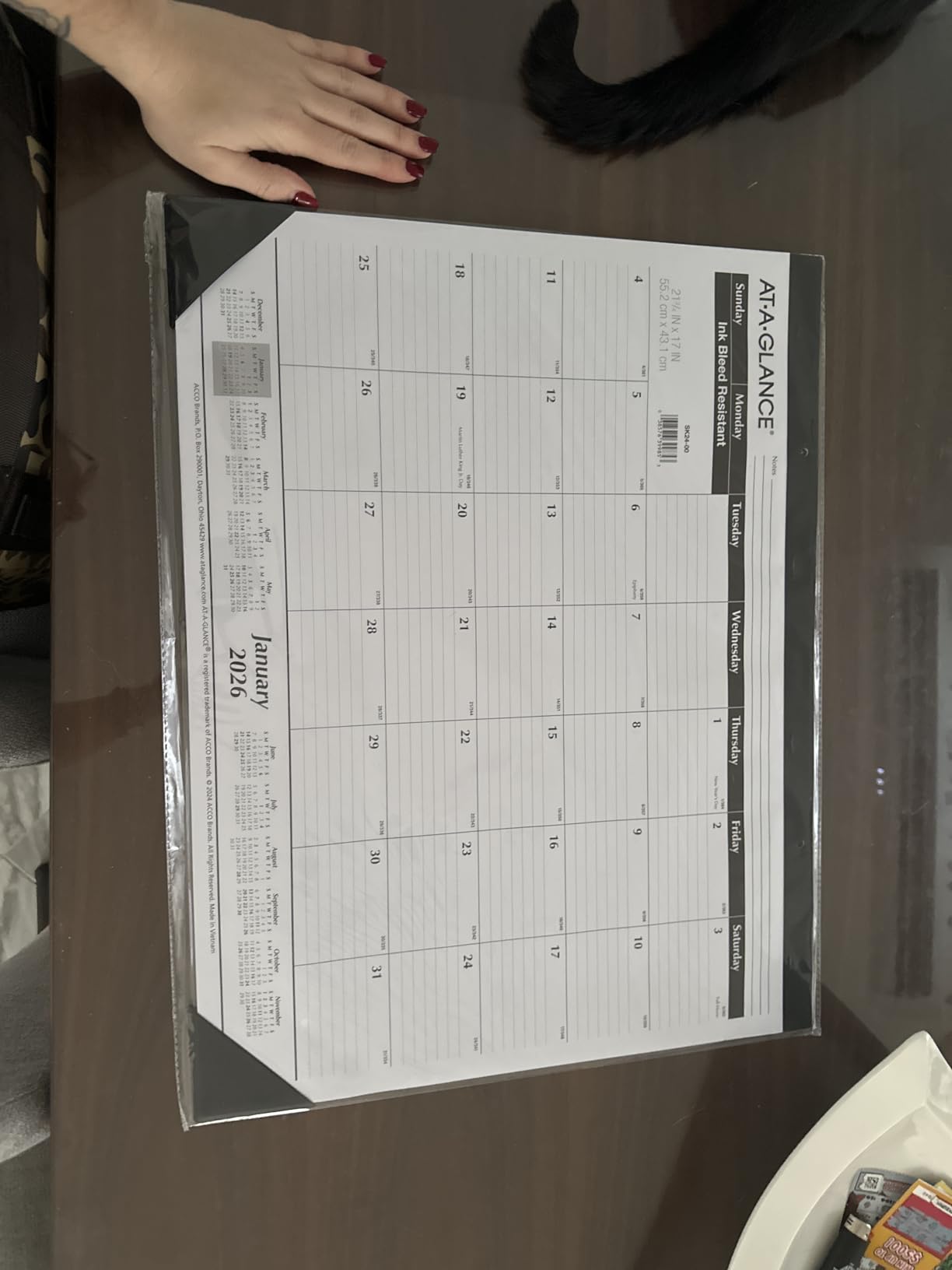 AT-A-GLANCE 2027 Desk Pad Calendar, Monthly Desk Wall Planner, 21.75