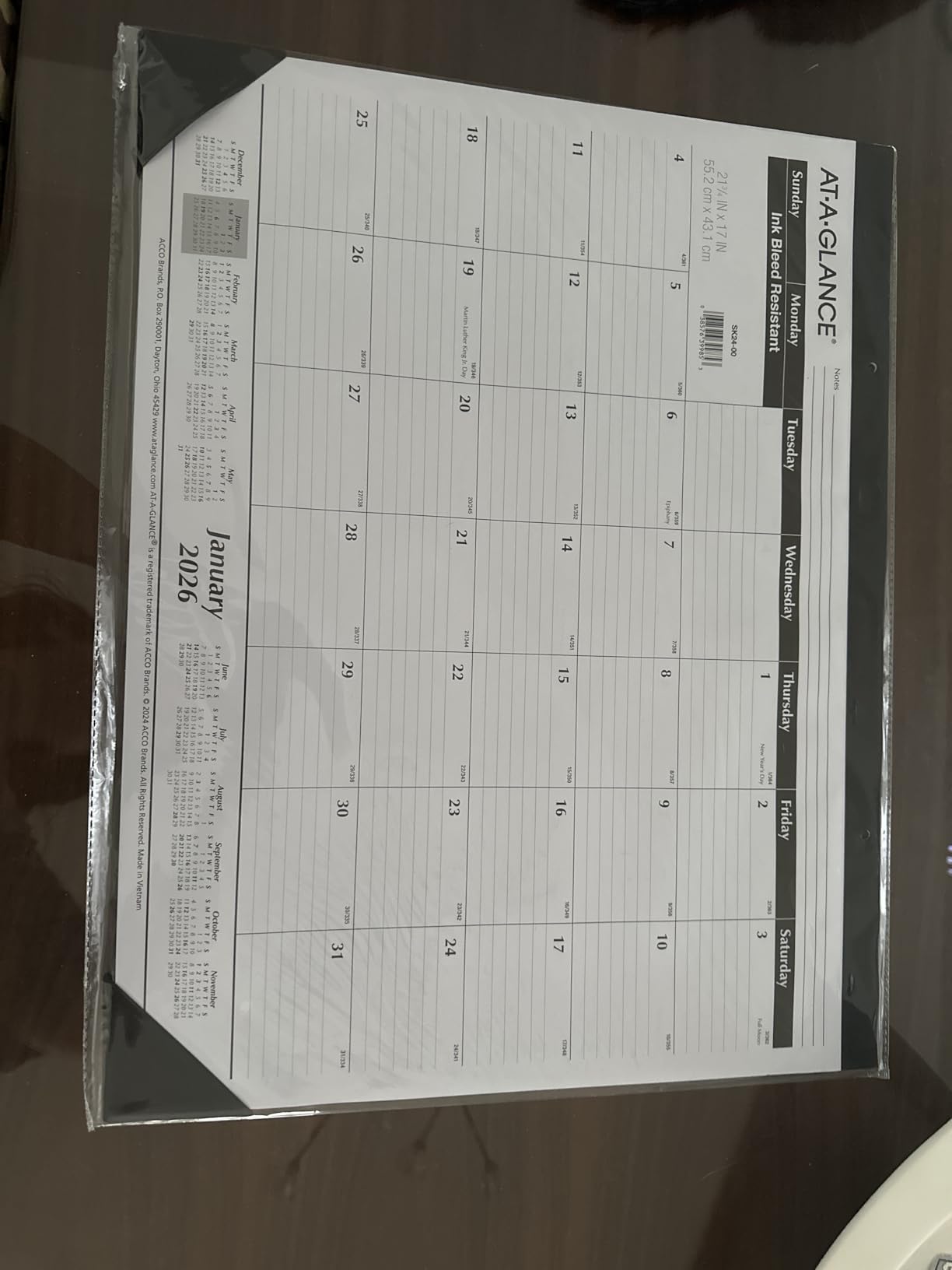 AT-A-GLANCE 2027 Desk Pad Calendar, Monthly Desk Wall Planner, 21.75