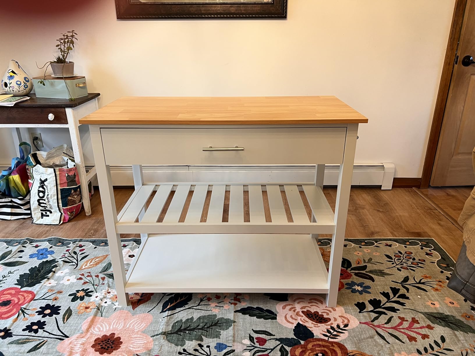 Shintenchi Kitchen Island with Folding Drop Leaf, Rolling Island Table with Storage customer photo 2