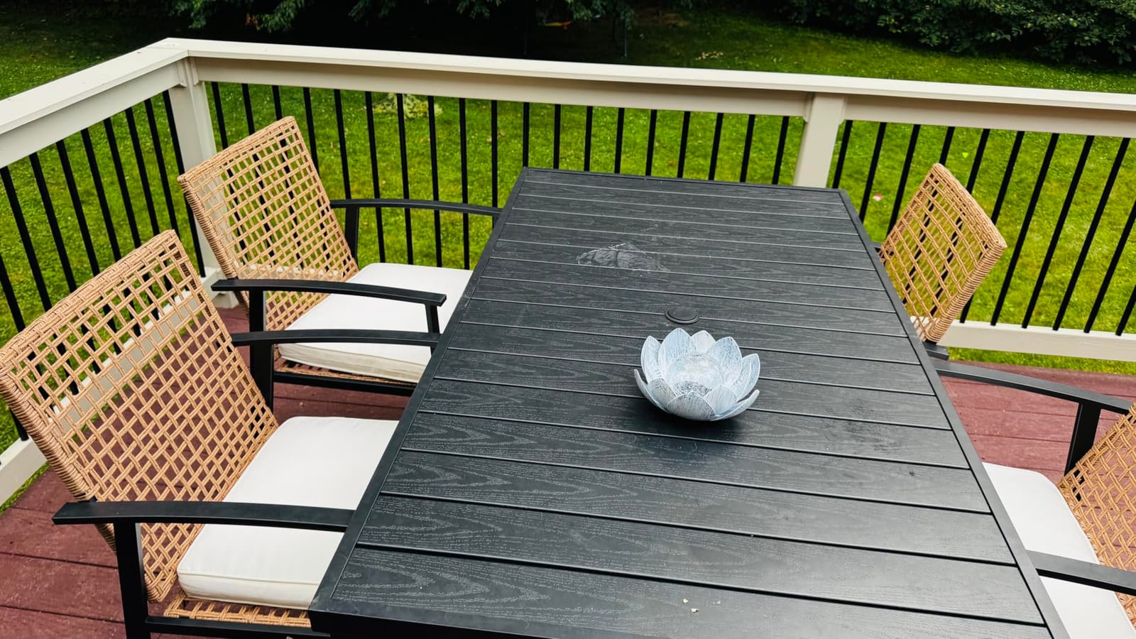 Aoxun 7-Piece Patio Table and Chairs Set for 6 with Umbrella Hole, Outdoor Dining Set with 6 Wicker Chairs and 1 Rectangular Metal Table, Patio Dining Sets with Soft Cushion for Backyard, Garden customer photo 1