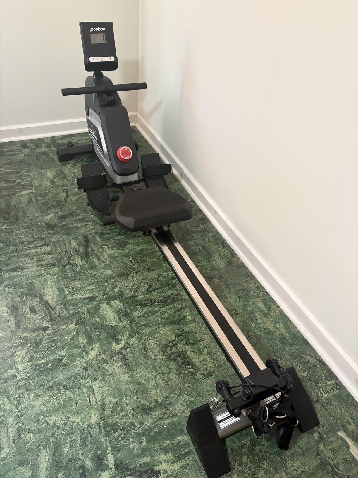 pooboo Rowing Machine for Home, Foldable Magnetic Rowing Machine | 14 Levels Quiet Resistance, Rower Machine with 350 LB Weight Capacity, Comfortable Padded Seat, LCD Monitor, App Support customer photo 2