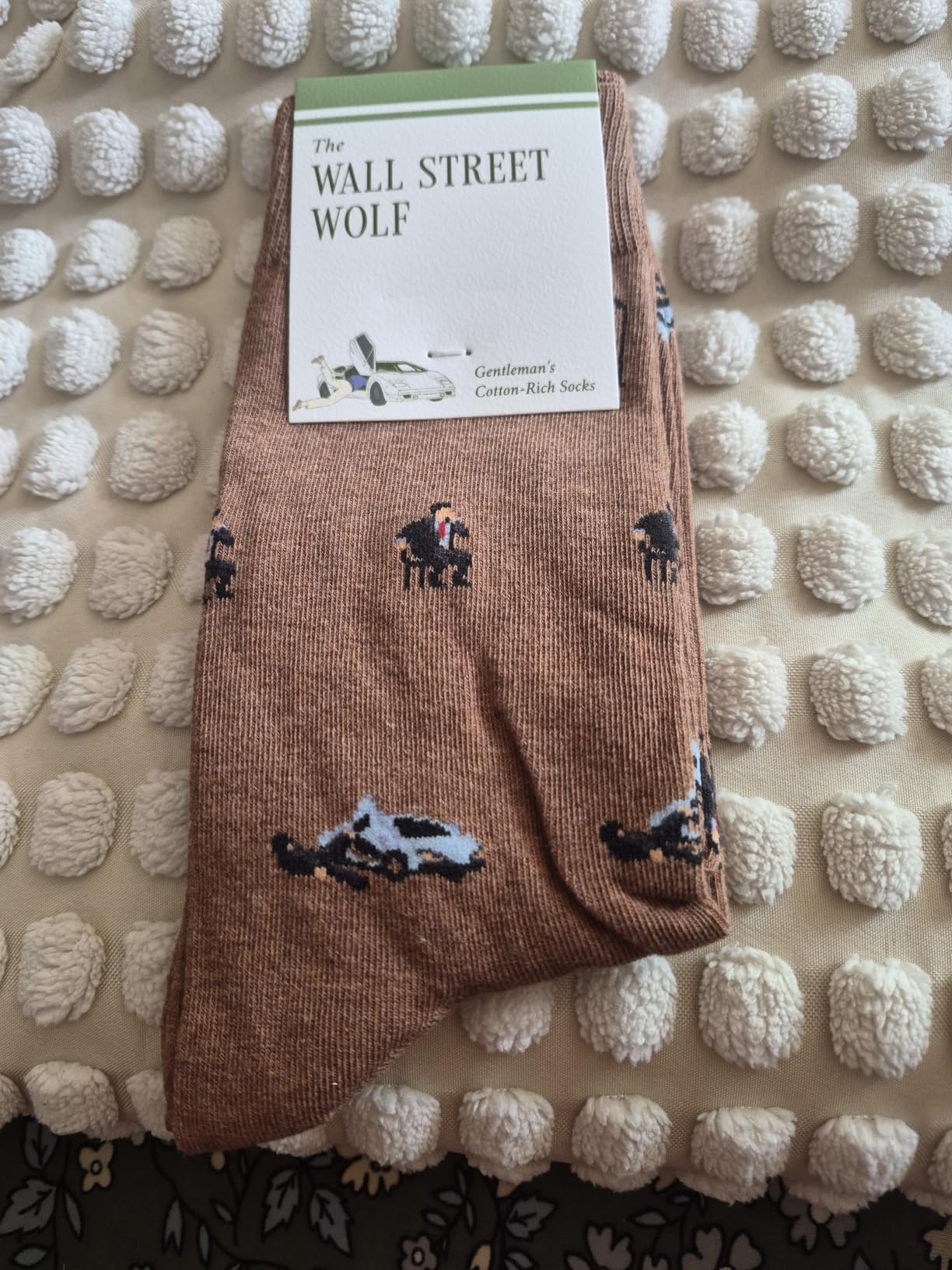The Wall-Street Wolf Socks - Finance Bro Men's Socks - Banker Gift for Men | 1 x Pair, Size 8-13, Mahogany, Premium Cotton Blend customer photo 2