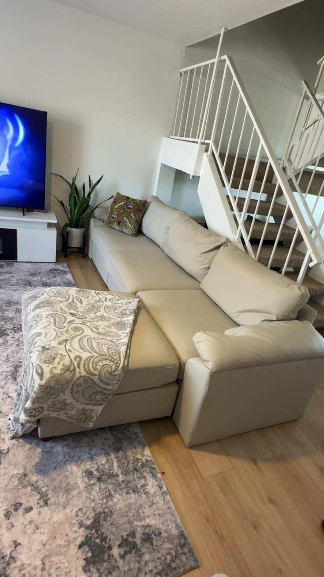 EASE MOOSE Modular Sectional Sofa, L Shaped Large Modular Couch, Beige | Pet-Friendly Faux Leather, Wide Deep Seat, Removable Covers, Solid Wood Frame, Easy Assembly, Scratch Resistant customer photo 1