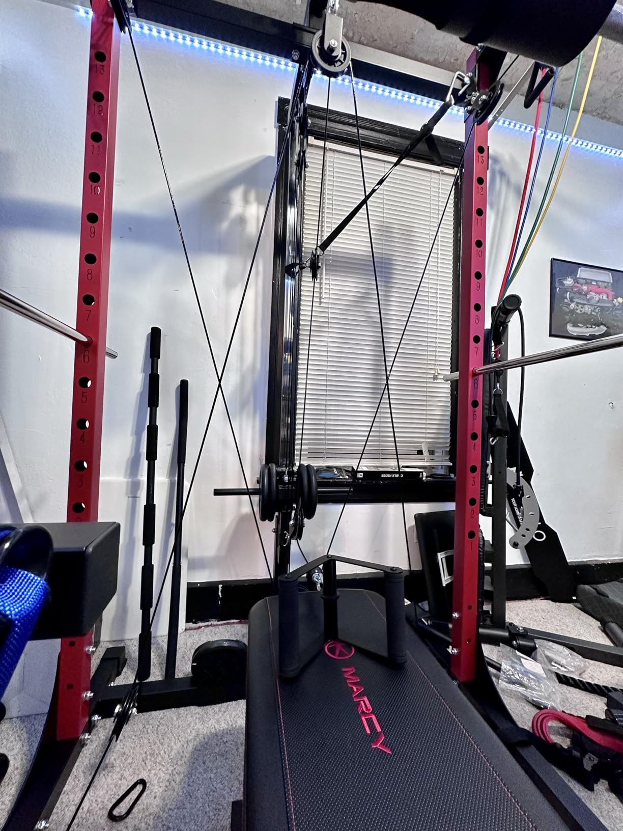 Mikolo F4 2.0 Power Cage with Dual-Track Smooth Pulley System, 1200LBS Power Rack with Leg Hold-Down for Heavy LAT Pulldowns customer photo 1