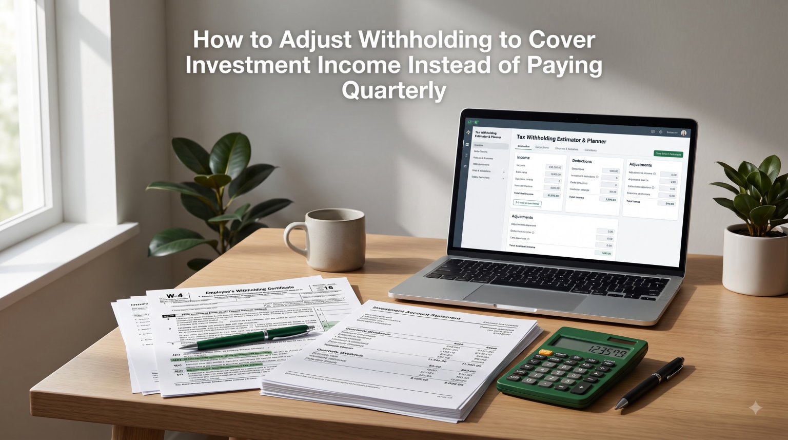 How to Adjust Withholding to Cover Investment Income Instead of Paying Quarterly