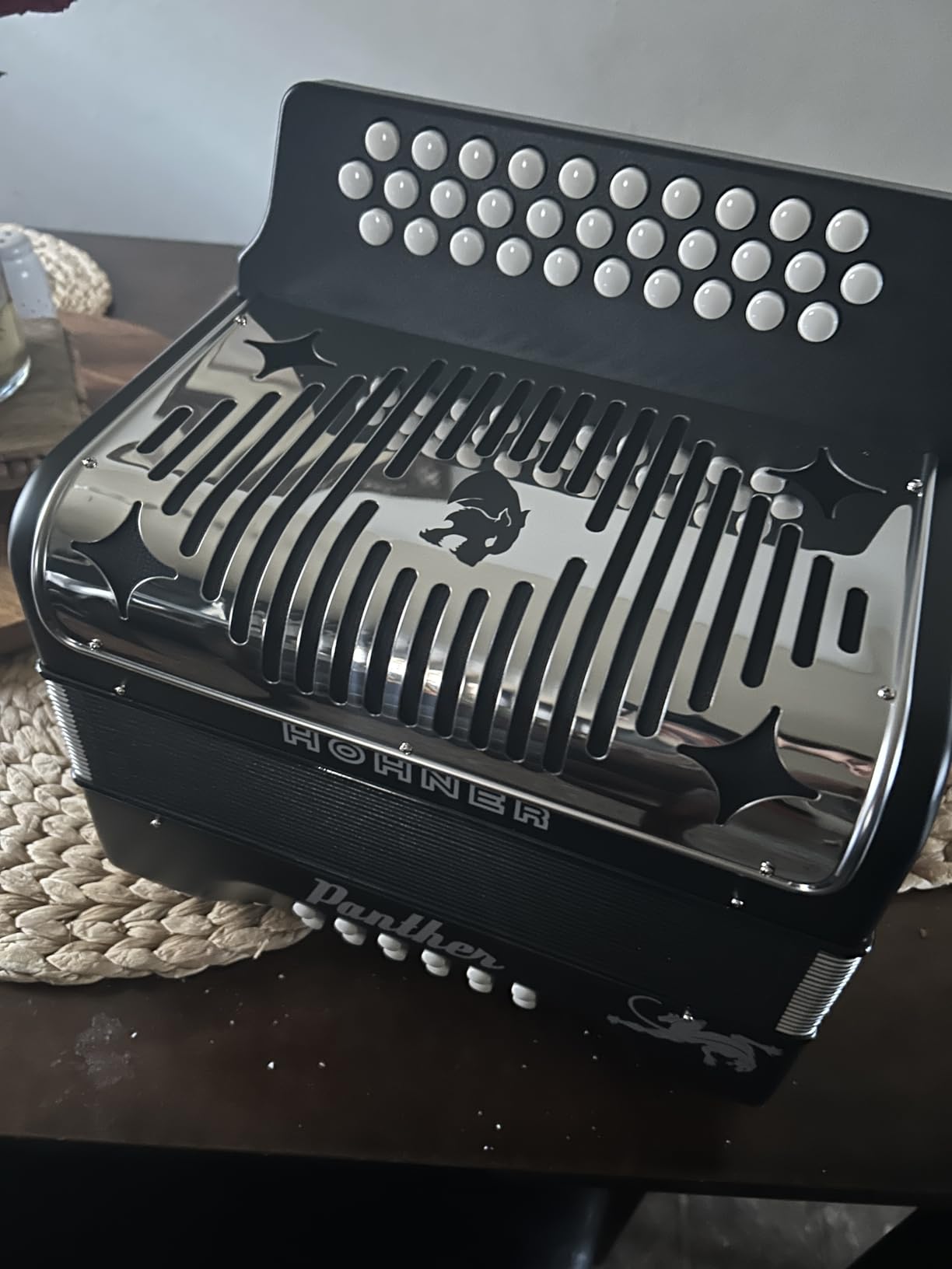 Hohner Panther G/C/F 3-Row Diatonic Accordion - Black customer photo 1