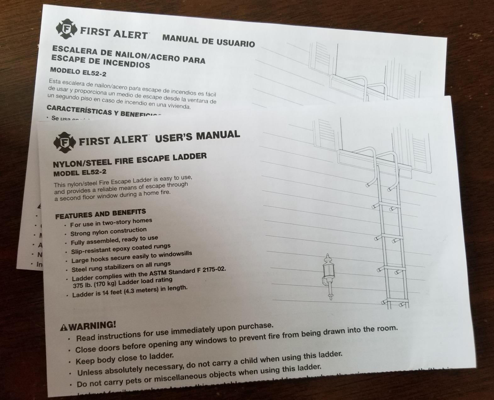 First Alert Two-Story Fire Escape Ladder, Steel, Anti-Slip, EL52-2, Black customer photo 1