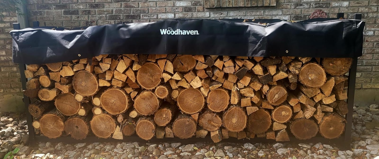Woodhaven 8-Foot Raised Firewood Rack w/Cover, 1/2 Cord | Made in USA customer photo 1
