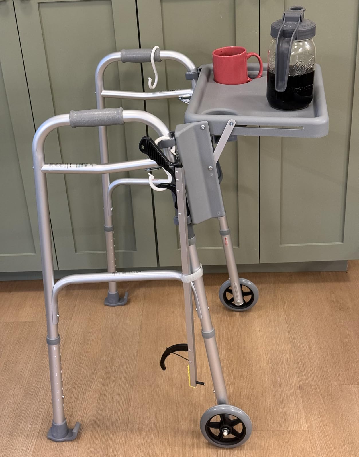 DMI Walker Tray, Rollator Tray, Mobility and Walker Accessory Tray Table Fits Most Standard Walkers, Folding with Two Cup Holders and Tool Free Assembly, 16 x 11.8 inch customer photo 1