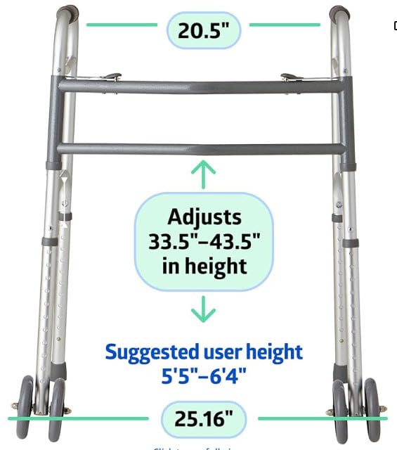 Medline Heavy-Duty Bariatric Folding Walker with 5” Wheels and Durable Handles, 500 lb. Weight Capacity customer photo 1