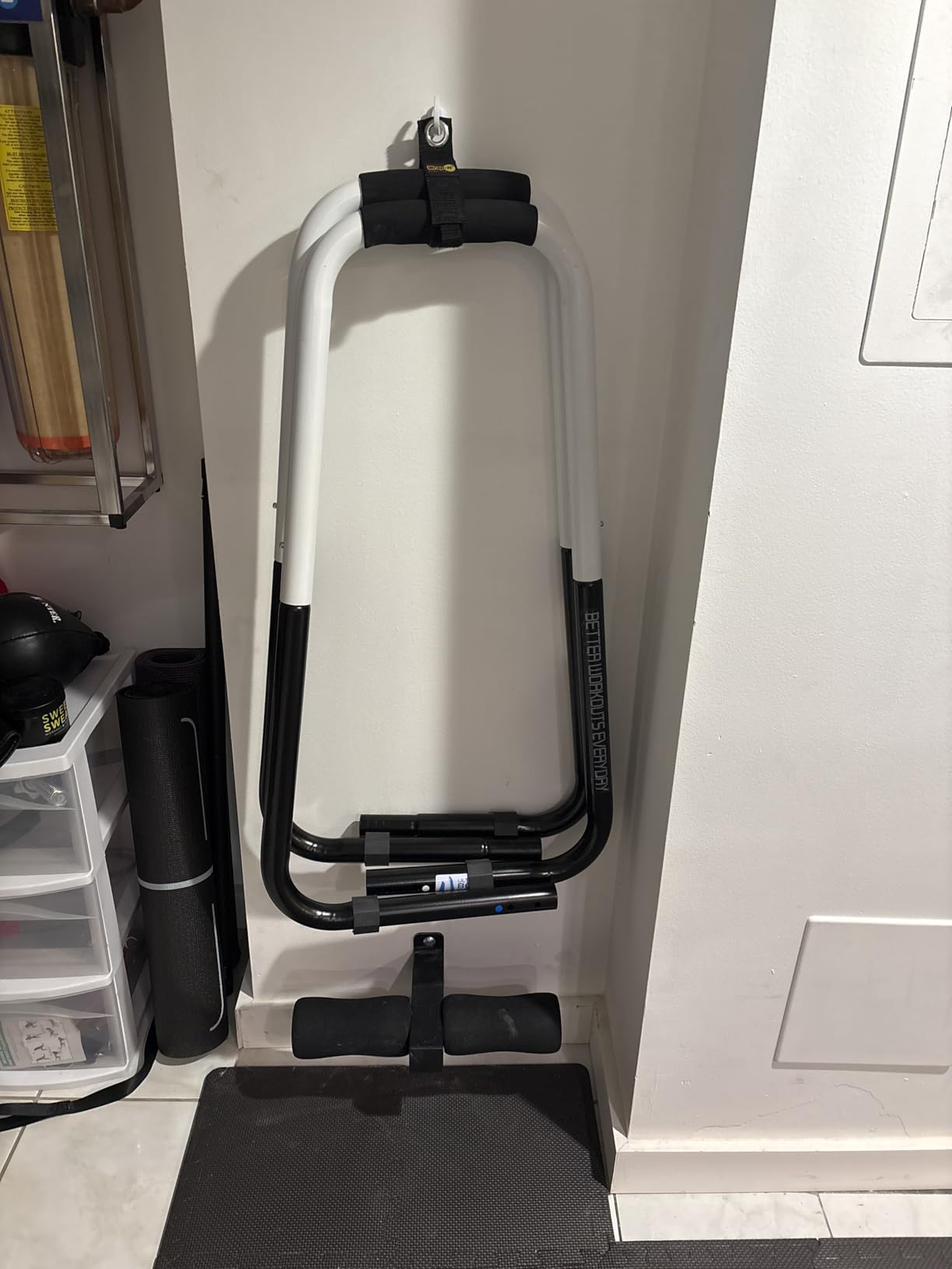 Ultimate Body Press Dip Bar Fitness Station - Adjustable Width Folding Dip Stand with Angled Grips, Stable Leveling and Easy Storage customer photo 1